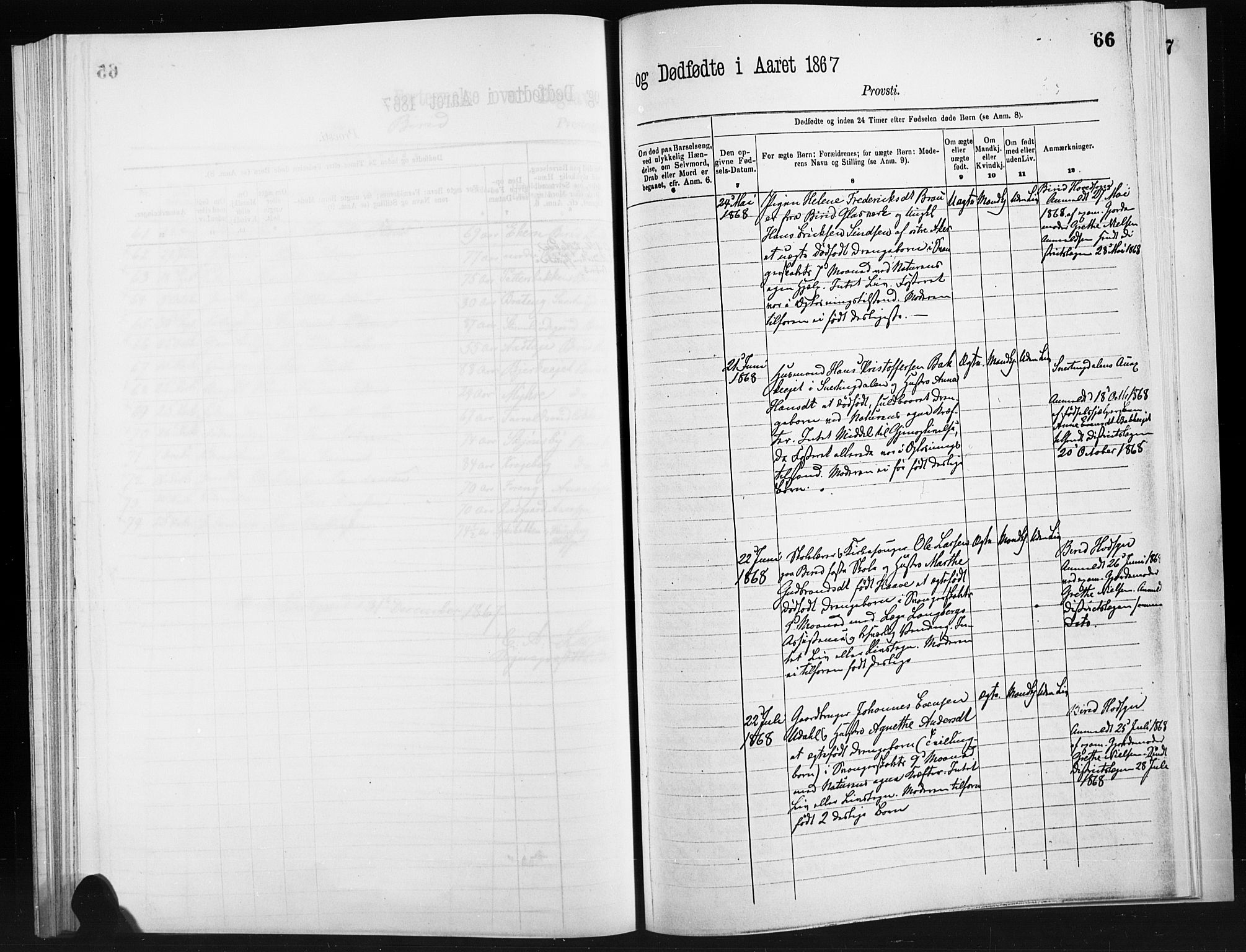 Statistisk sentralbyrå, Sosiodemografiske emner, Befolkning, RA/S-2228/D/Dd: Ministerialbok nr. -, 1866-1872, s. 66