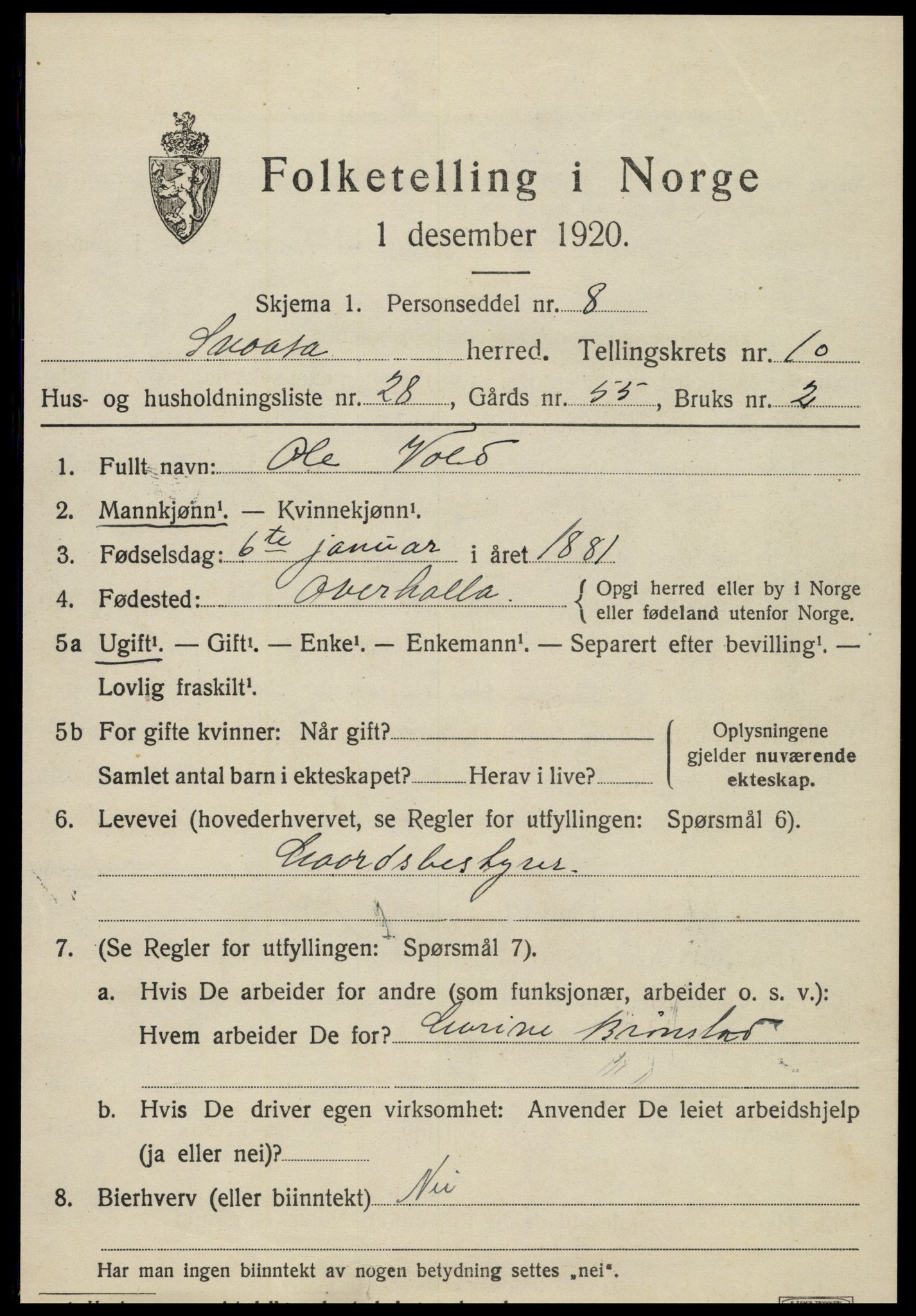 SAT, Folketelling 1920 for 1736 Snåsa herred, 1920, s. 4656