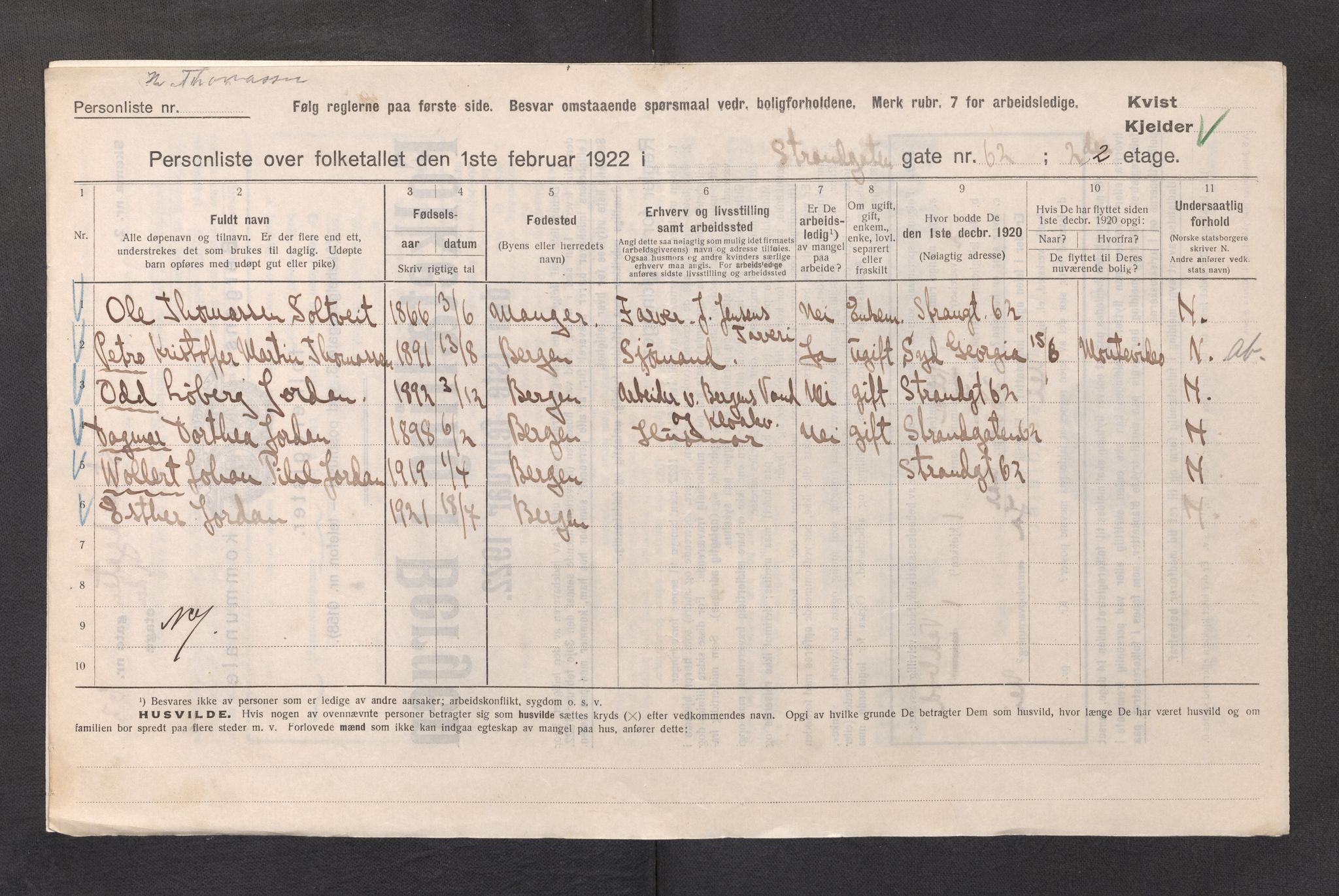 SAB, Kommunal folketelling 1922 for Bergen kjøpstad, 1922, s. 39762