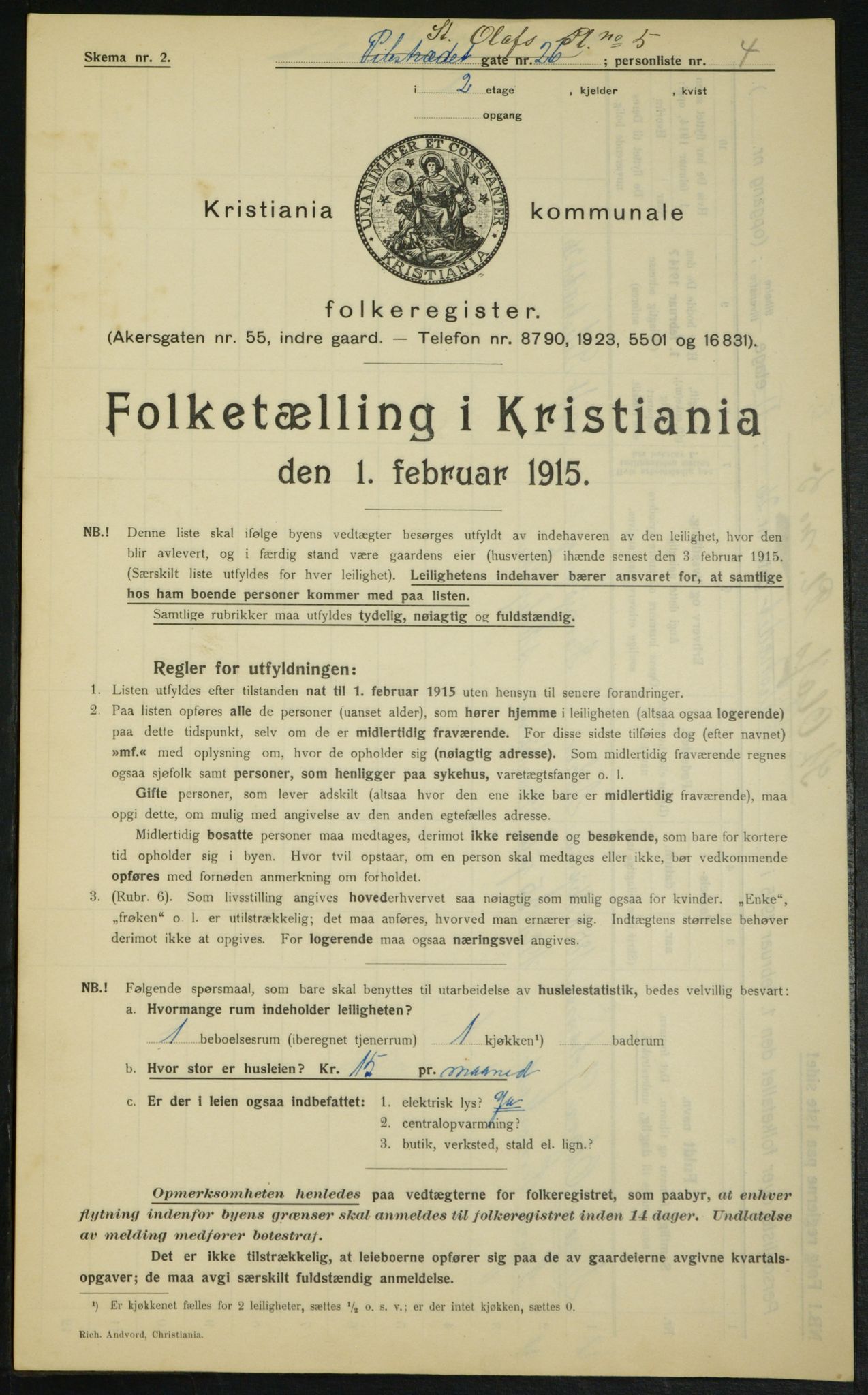 OBA, Kommunal folketelling 1.2.1915 for Kristiania, 1915, s. 88090