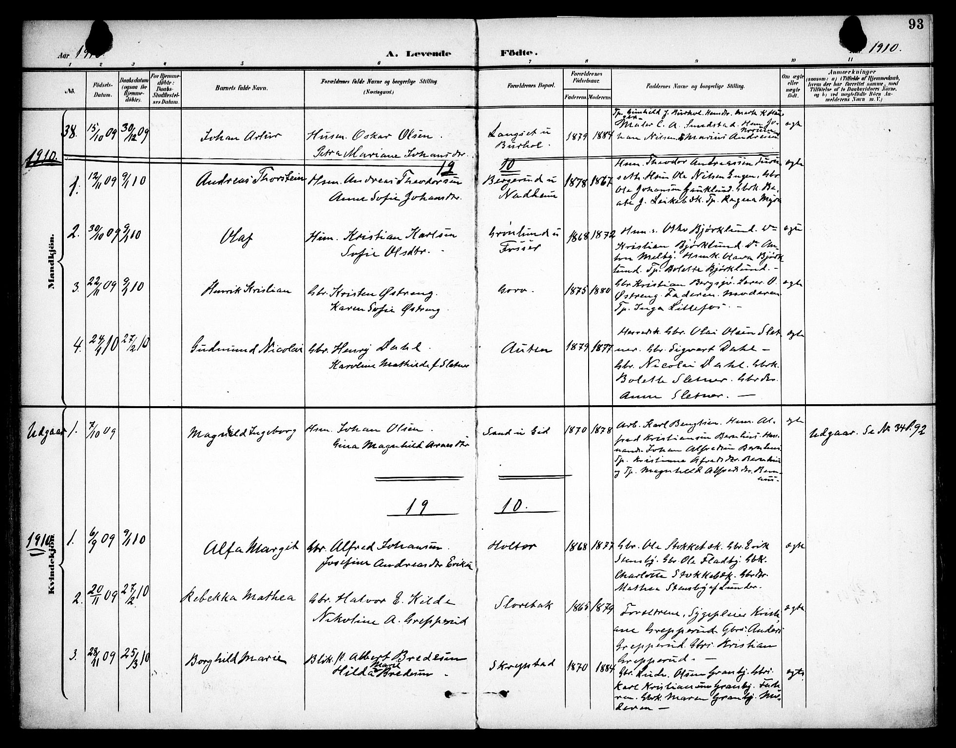 Høland prestekontor Kirkebøker, AV/SAO-A-10346a/F/Fa/L0015: Ministerialbok nr. I 15, 1897-1912, s. 93