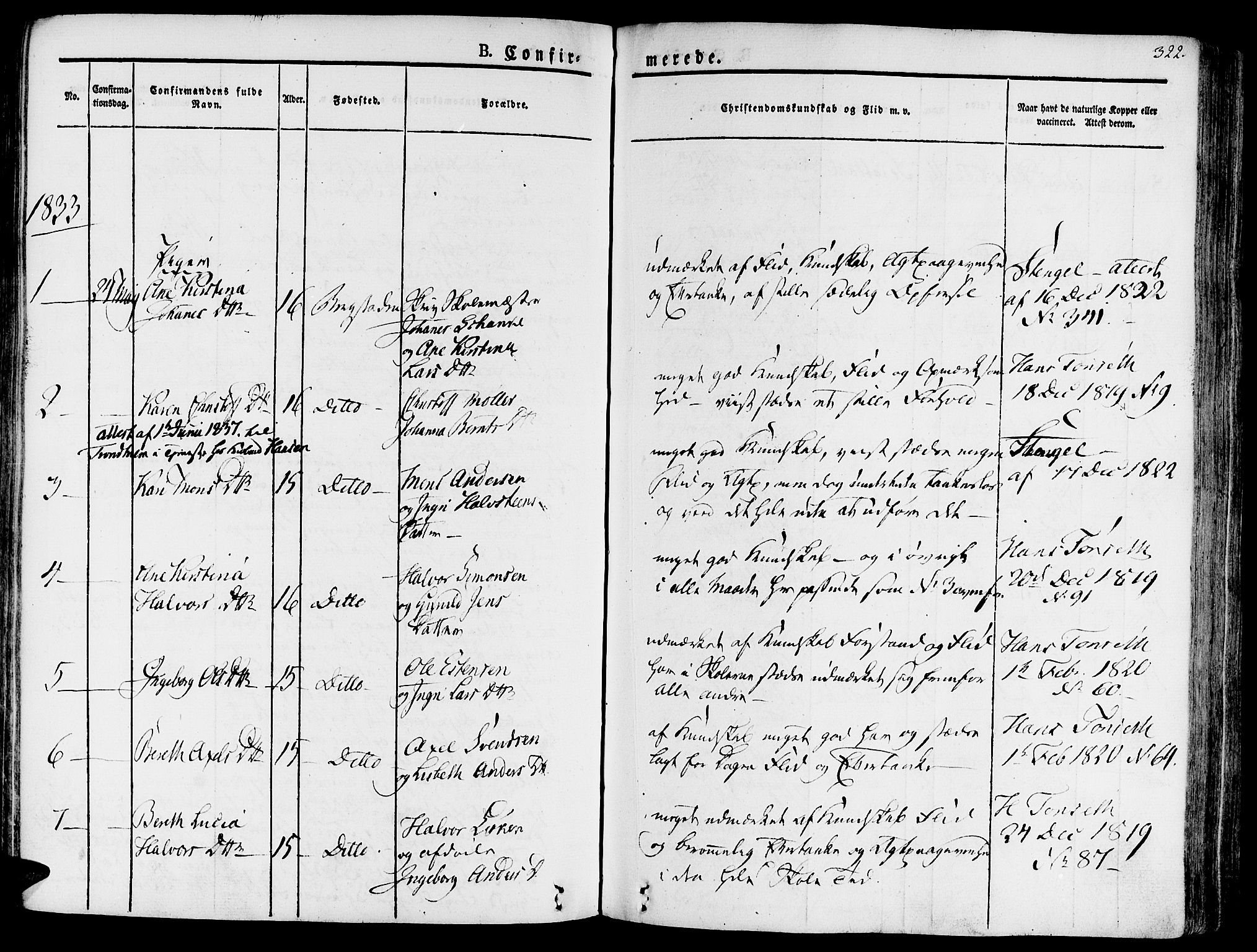 Ministerialprotokoller, klokkerbøker og fødselsregistre - Sør-Trøndelag, AV/SAT-A-1456/681/L0930: Ministerialbok nr. 681A08, 1829-1844, s. 322