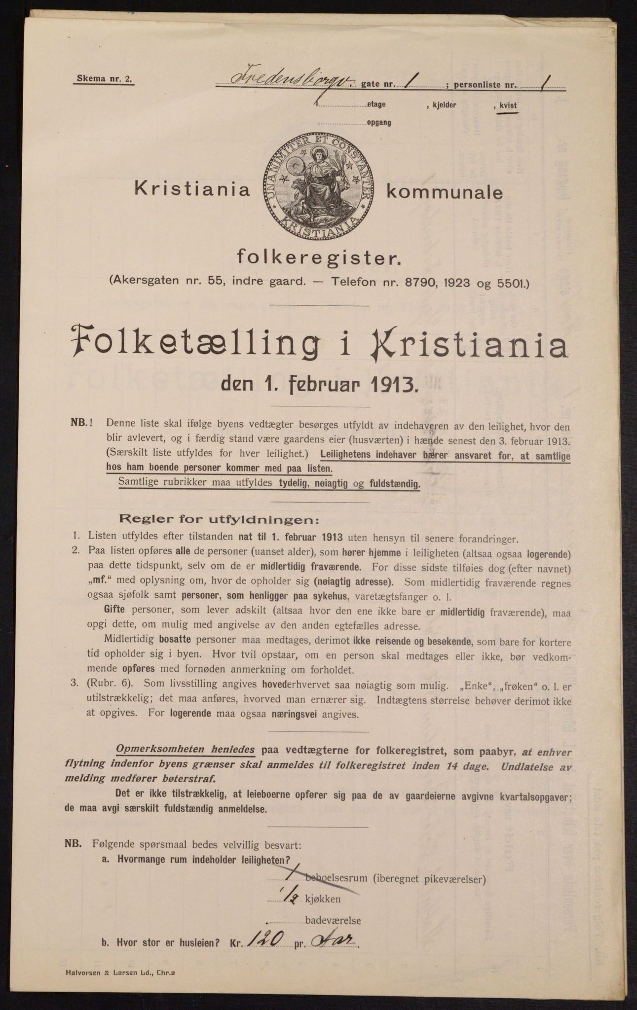 OBA, Kommunal folketelling 1.2.1913 for Kristiania, 1913, s. 25677