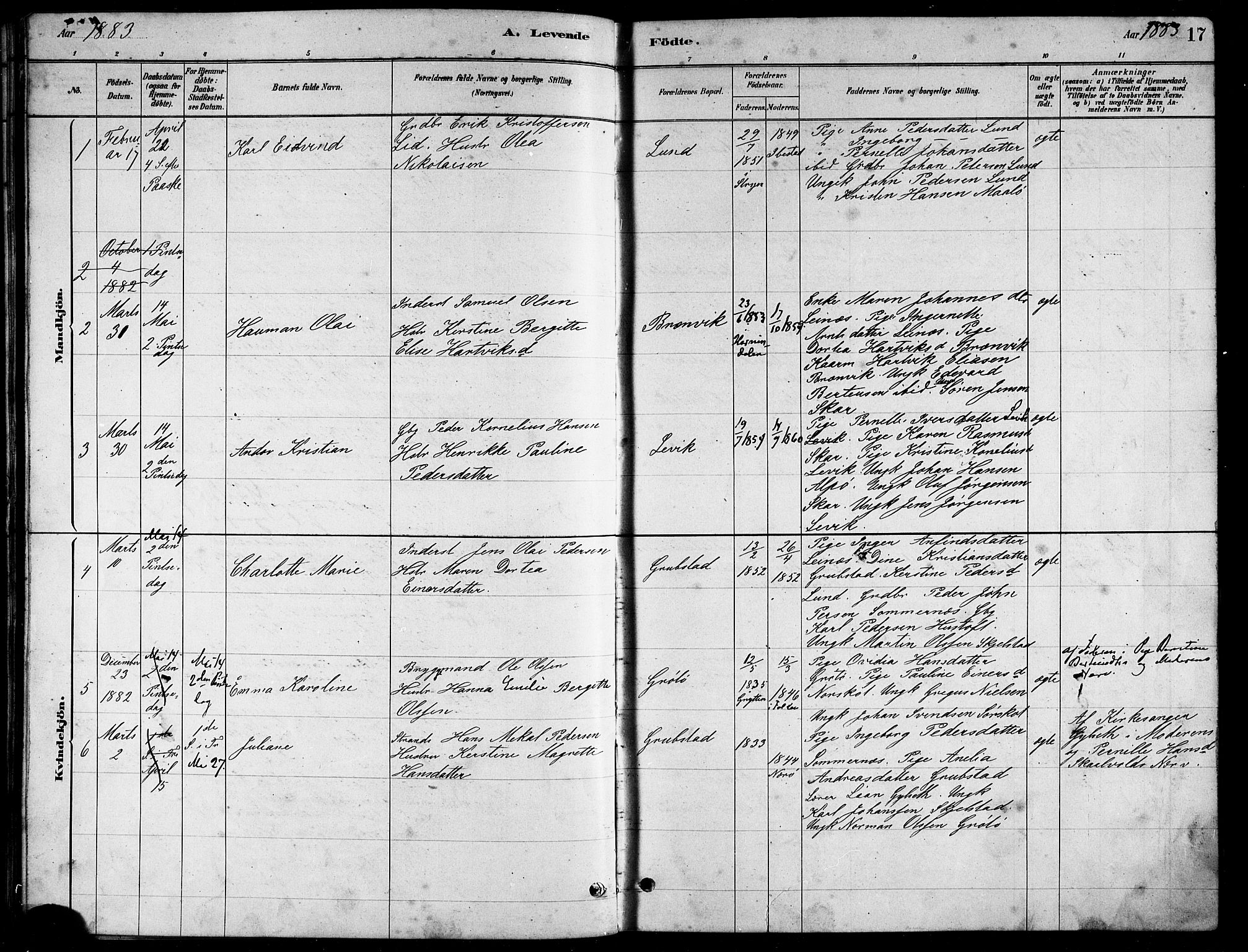 Ministerialprotokoller, klokkerbøker og fødselsregistre - Nordland, AV/SAT-A-1459/857/L0828: Klokkerbok nr. 857C03, 1879-1908, s. 17