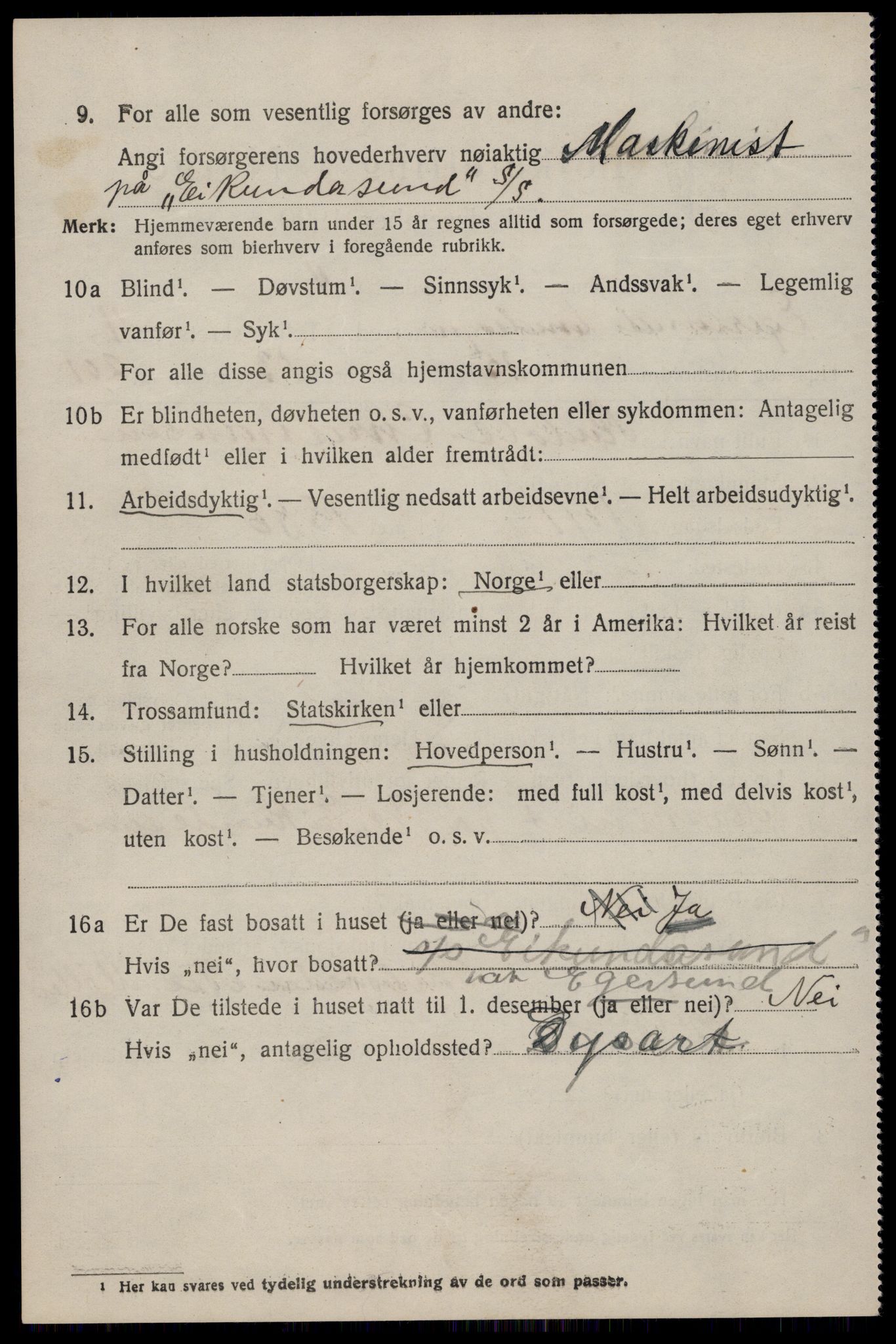 SAST, Folketelling 1920 for 1116 Eigersund herred, 1920, s. 3000