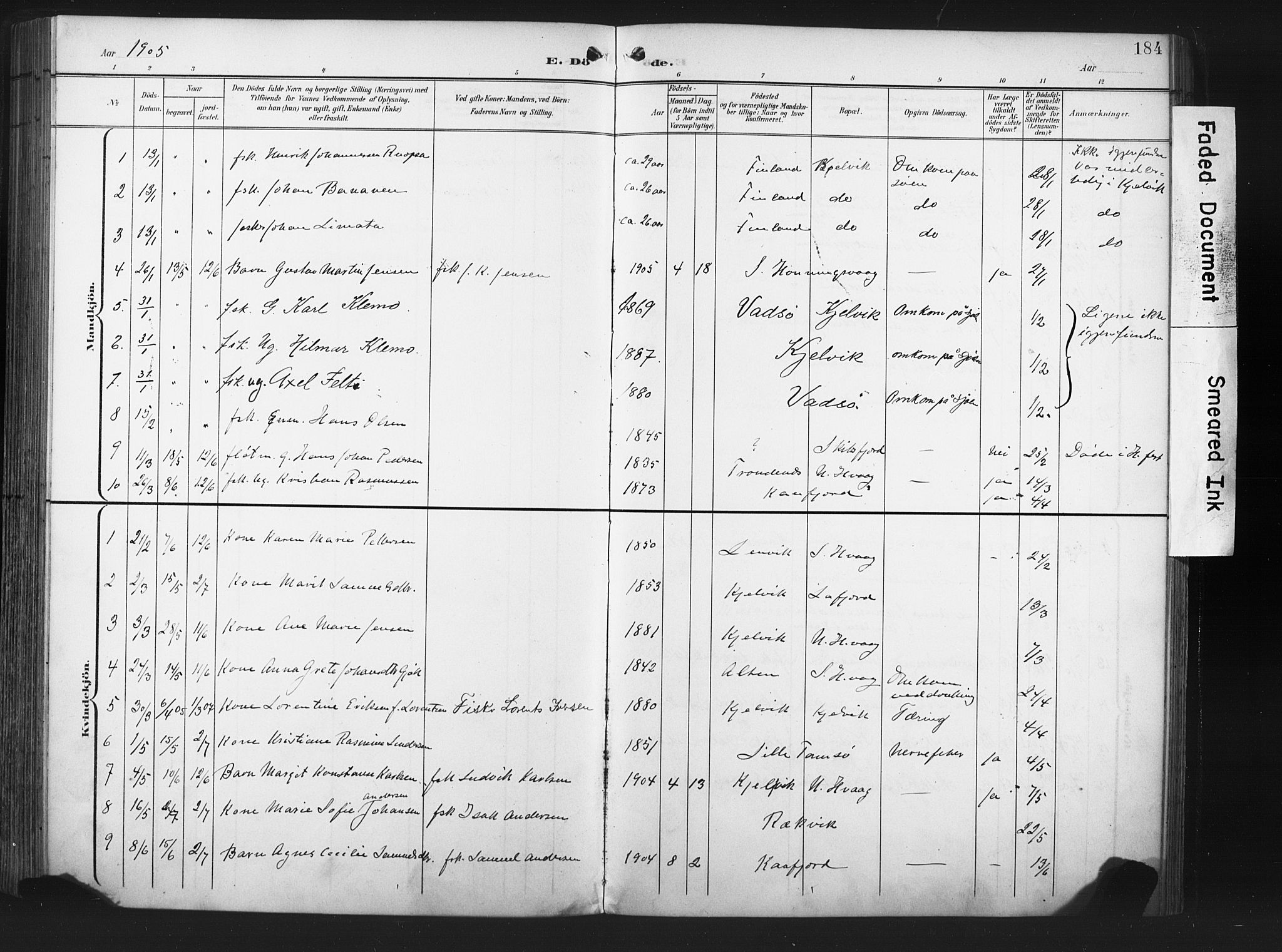Måsøy sokneprestkontor, AV/SATØ-S-1348/H/Ha/L0008kirke: Ministerialbok nr. 8, 1900-1910, s. 184