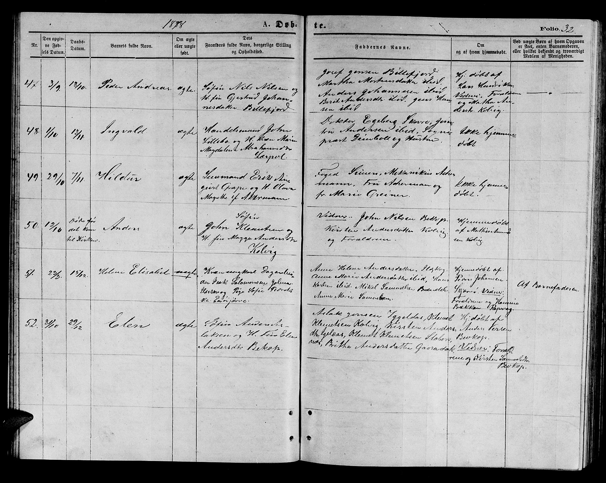 Kistrand/Porsanger sokneprestembete, AV/SATØ-S-1351/H/Hb/L0003.klokk: Klokkerbok nr. 3, 1874-1885, s. 32