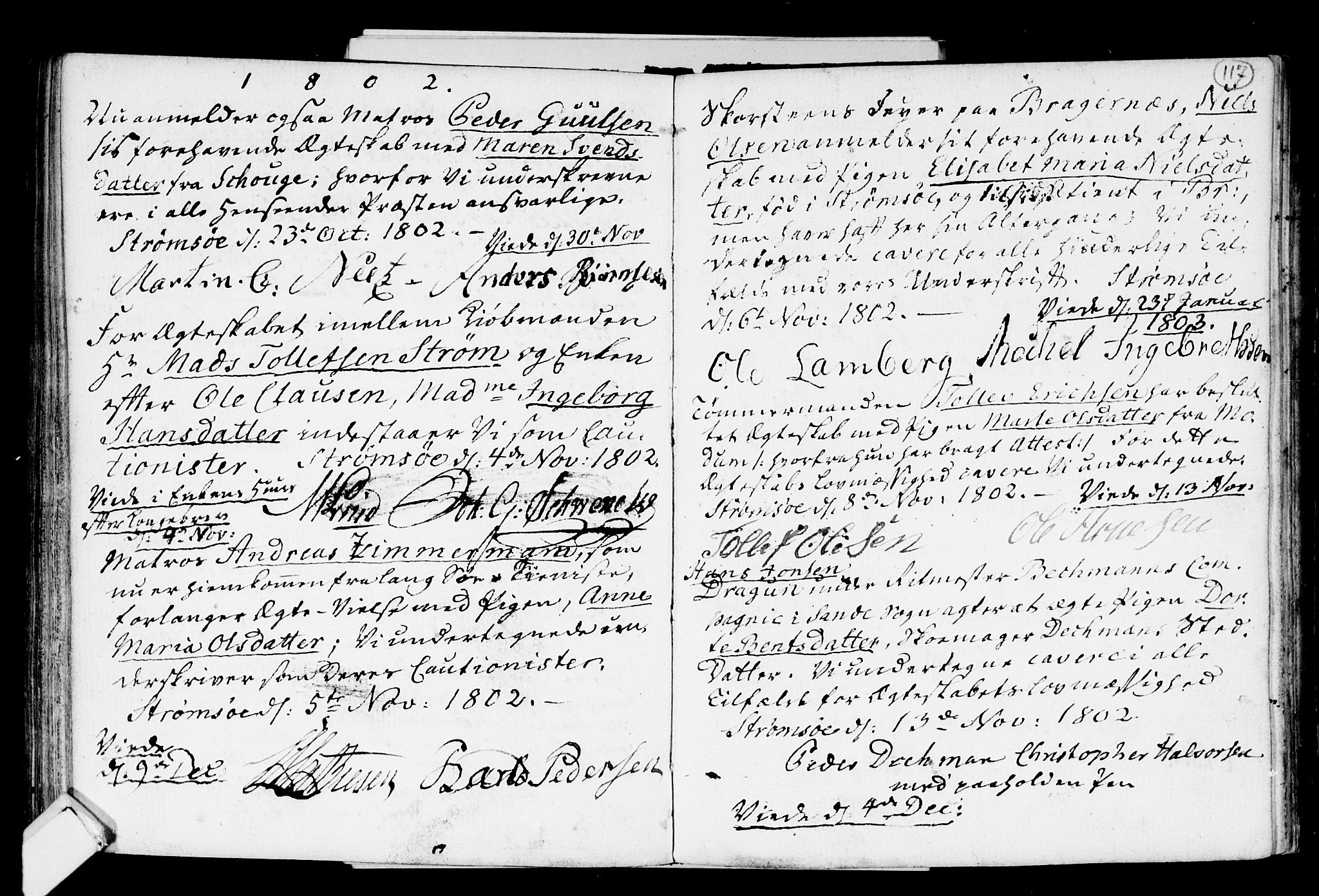 Strømsø kirkebøker, SAKO/A-246/H/Hb/L0001: Forlovererklæringer nr. 1, 1752-1815, s. 117