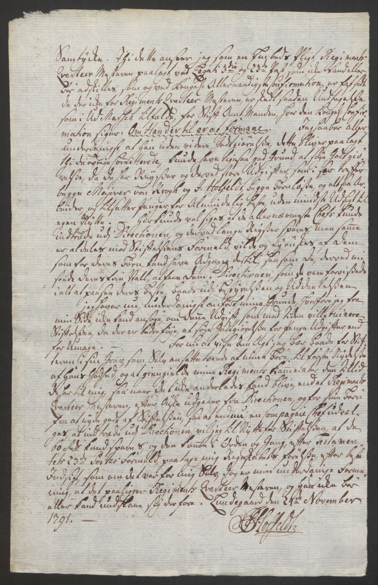 Forsvaret, Den norske kvesthuskasse/krigshospitalkasse, AV/RA-RAFA-1887/F/Fa/L0017: Innkomne brev:, 1782-1807, s. 102