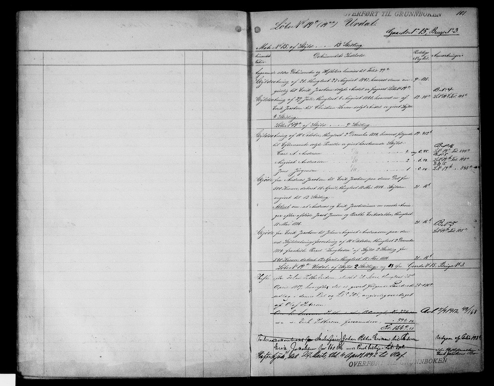 Onsøy sorenskriveri, AV/SAO-A-10474/G/Gb/Gbc/L0001a: Panteregister nr. III 1a, 1887, s. 101