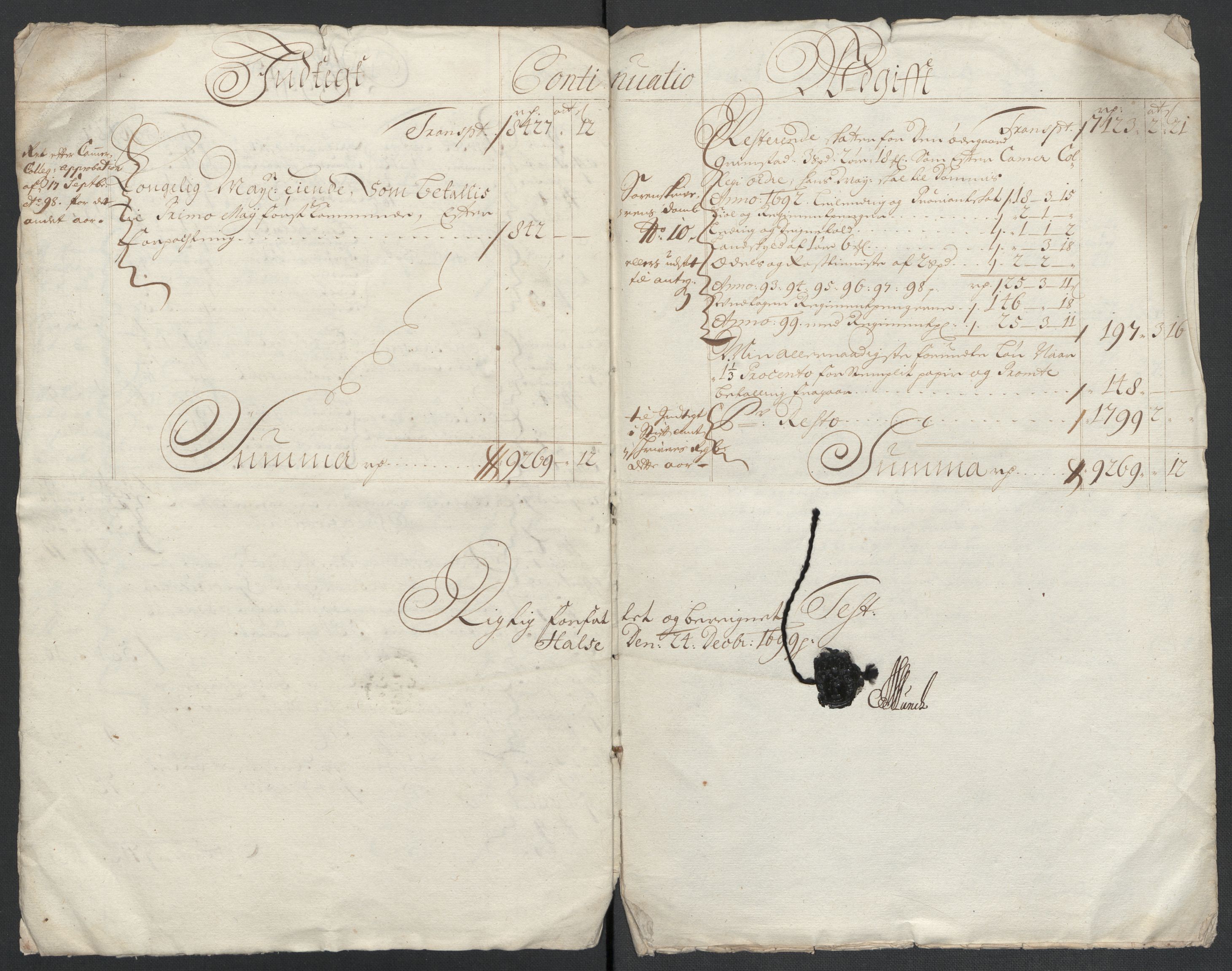 Rentekammeret inntil 1814, Reviderte regnskaper, Fogderegnskap, AV/RA-EA-4092/R56/L3738: Fogderegnskap Nordmøre, 1699, s. 10