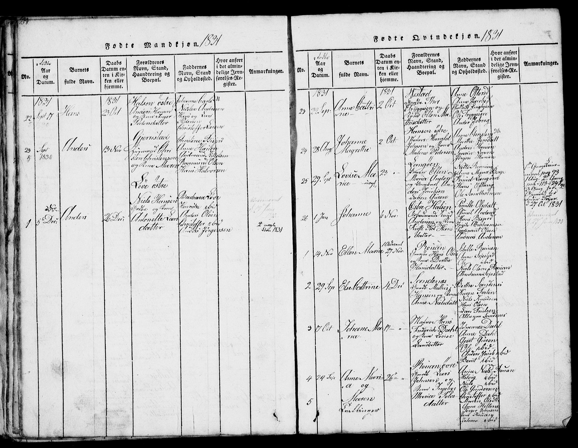 Tjølling kirkebøker, AV/SAKO-A-60/G/Ga/L0001: Klokkerbok nr. 1, 1814-1835, s. 158