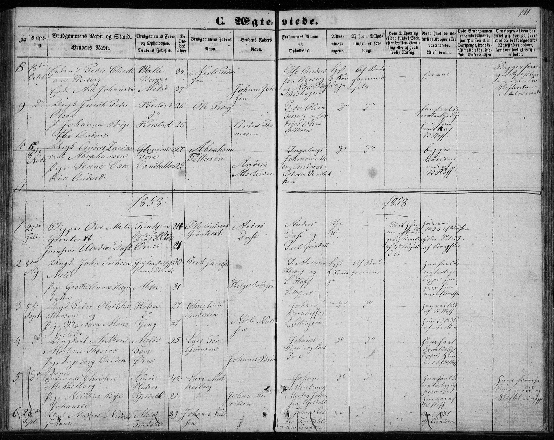 Ministerialprotokoller, klokkerbøker og fødselsregistre - Nordland, SAT/A-1459/843/L0633: Klokkerbok nr. 843C02, 1853-1873, s. 111