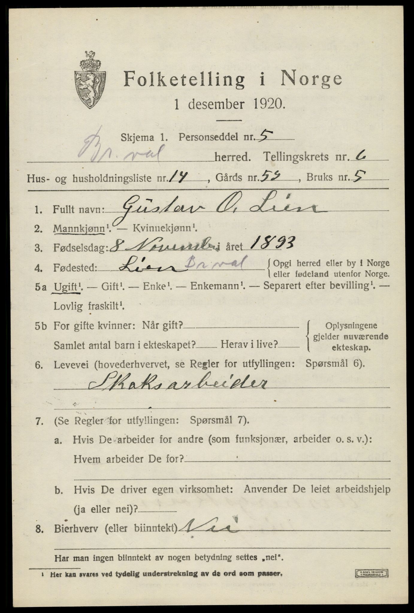 SAH, Folketelling 1920 for 0422 Brandval herred, 1920, s. 5418