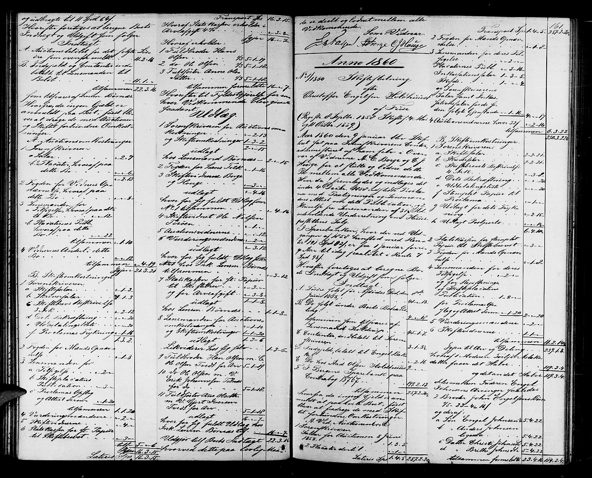 Midhordland sorenskriveri, AV/SAB-A-3001/1/H/Hd/L0003: Skifteutlodningsprotokoll, 1857-1863, s. 160b-161a