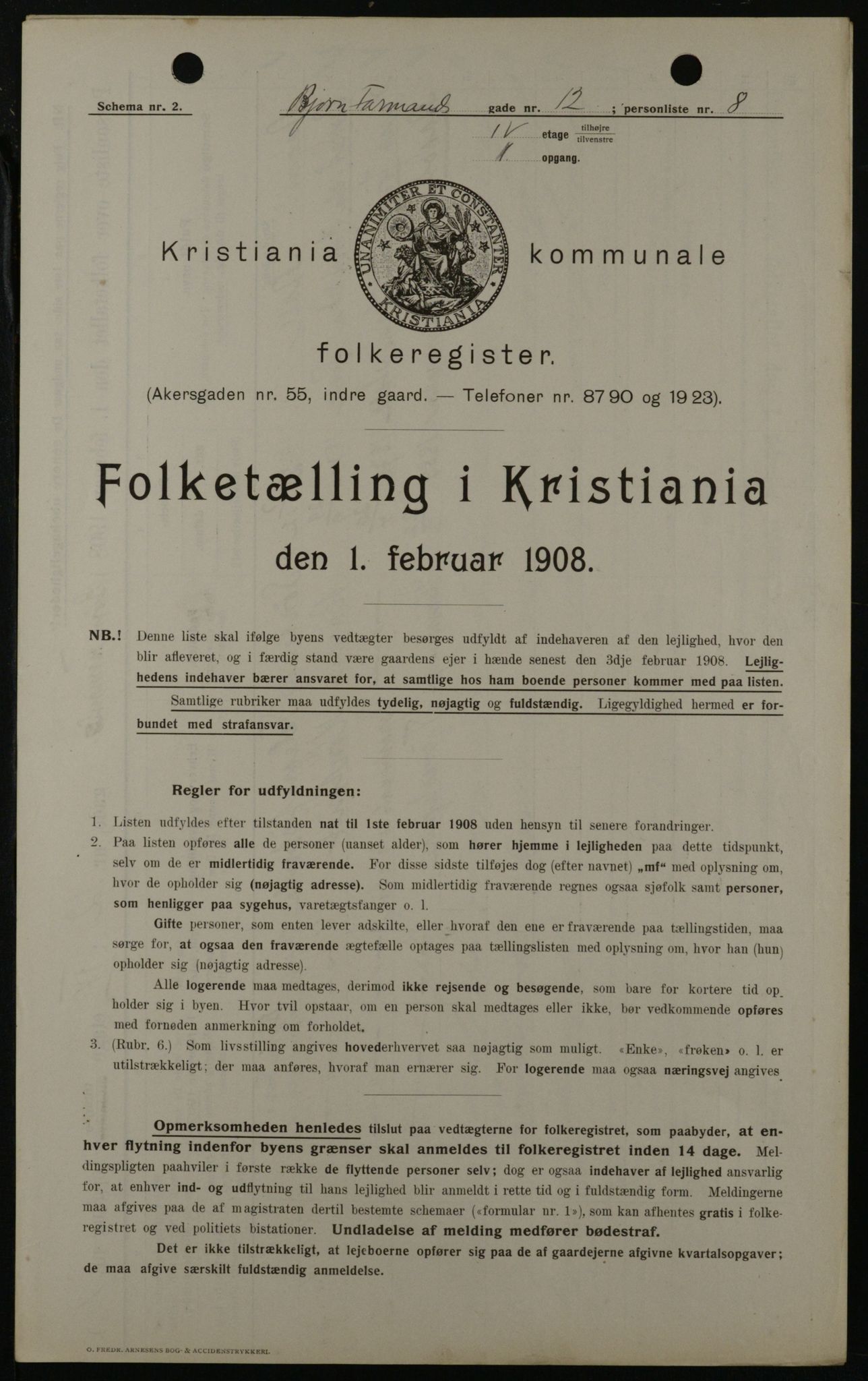 OBA, Kommunal folketelling 1.2.1908 for Kristiania kjøpstad, 1908, s. 6514