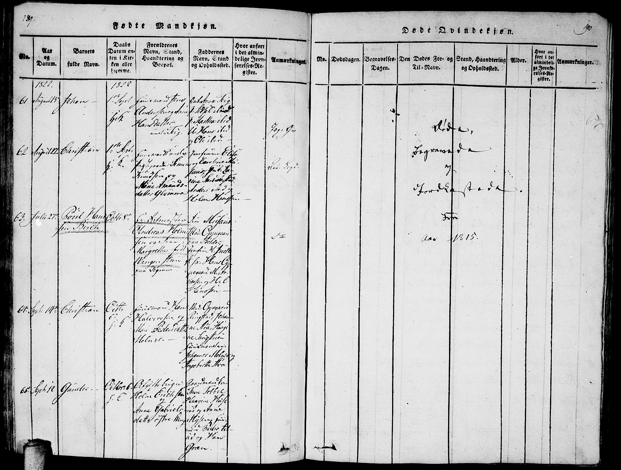 Enebakk prestekontor Kirkebøker, AV/SAO-A-10171c/F/Fa/L0005: Ministerialbok nr. I 5, 1790-1825, s. 189-190