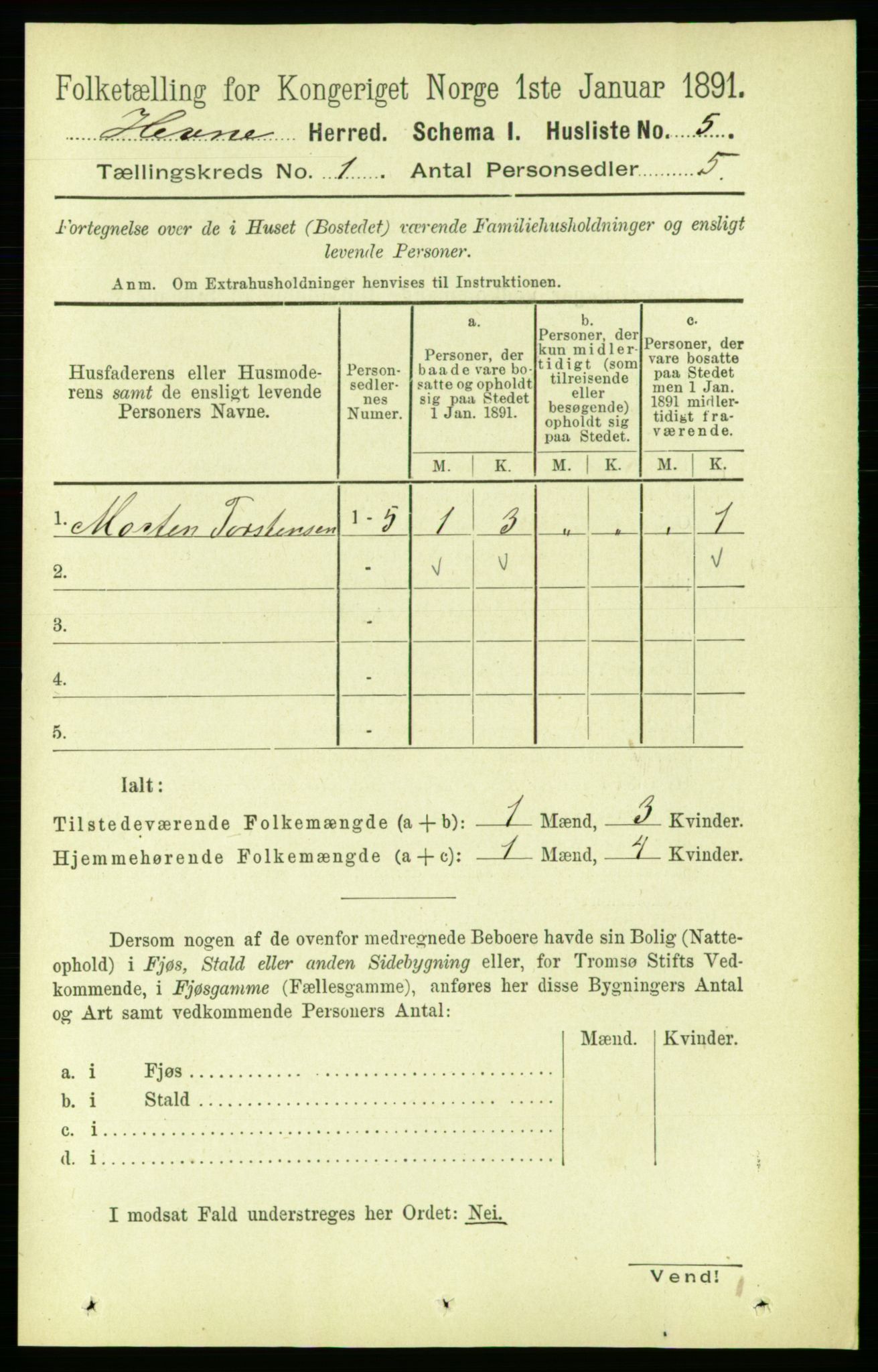 RA, Folketelling 1891 for 1612 Hemne herred, 1891, s. 41