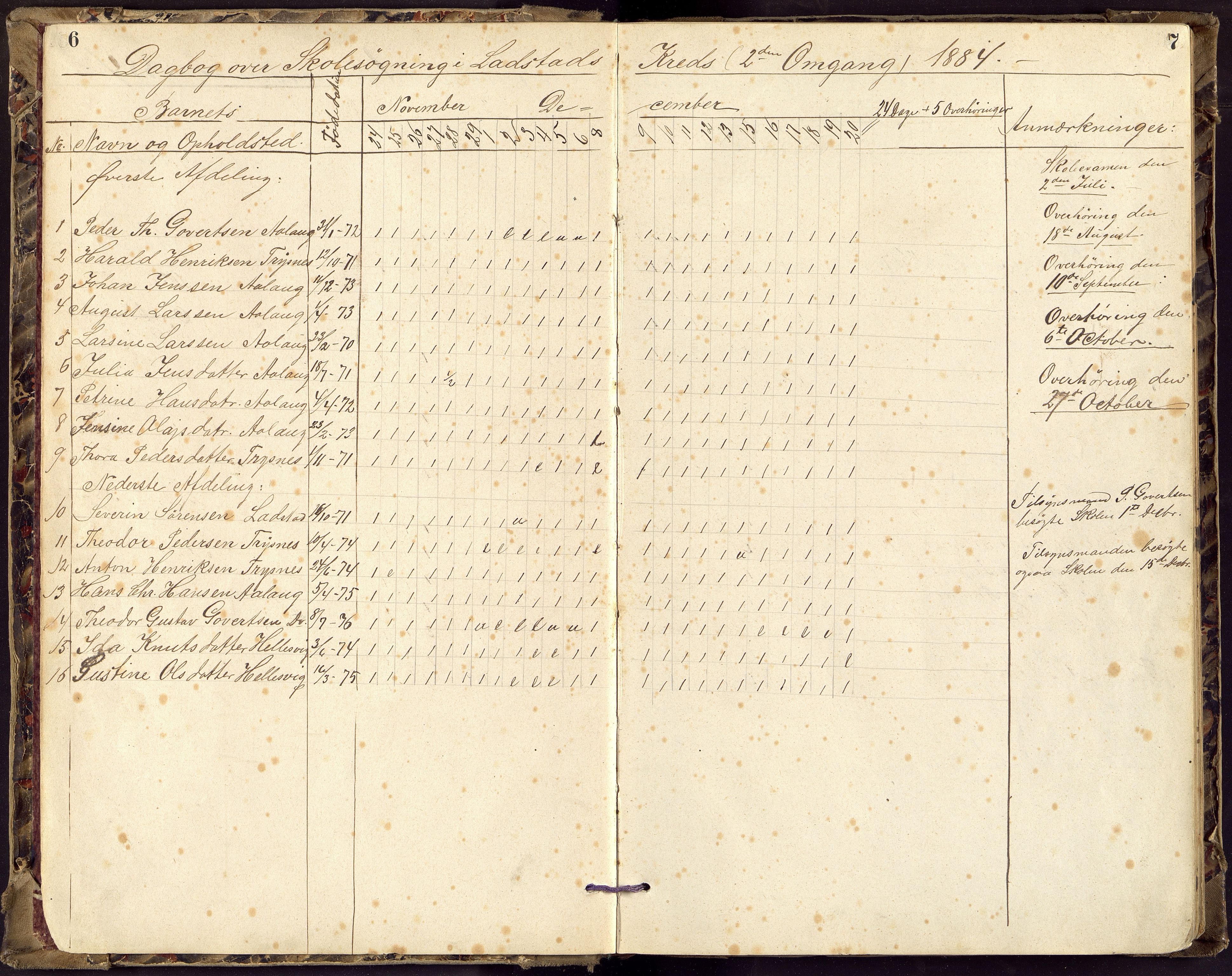 Søgne og Greipstad kommune - Try Krets, ARKSOR/1018SG564/I/L0001: Dagbok, 1884-1902