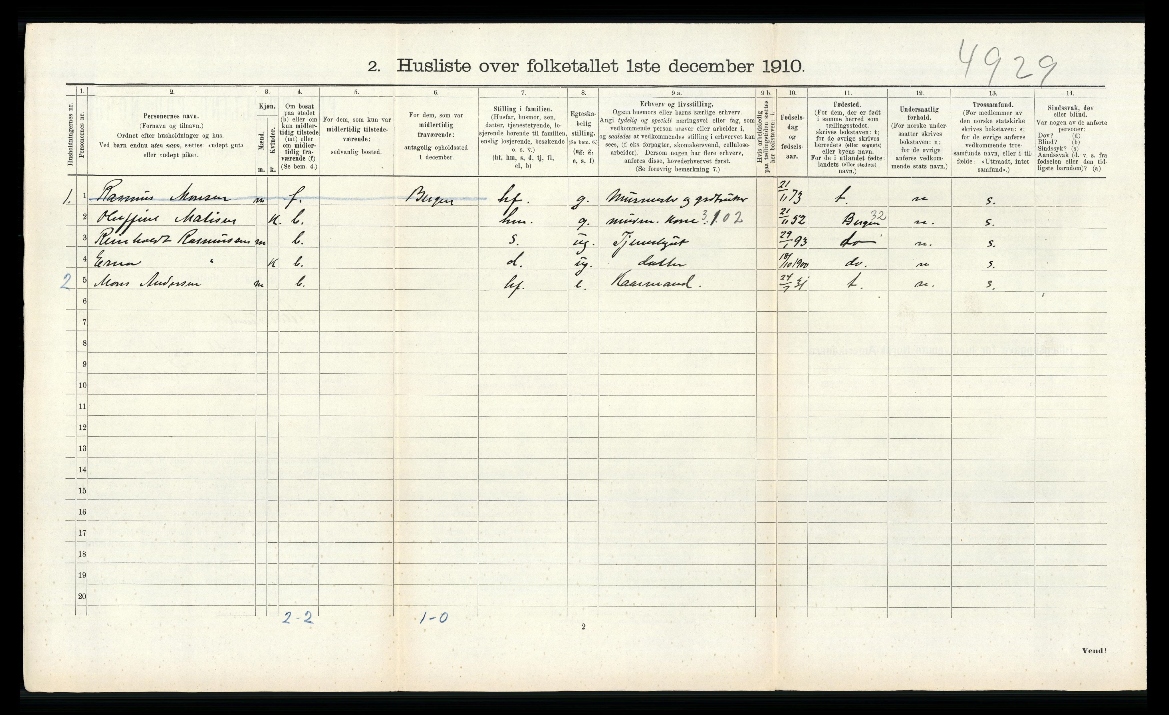 RA, Folketelling 1910 for 1257 Alversund herred, 1910, s. 581