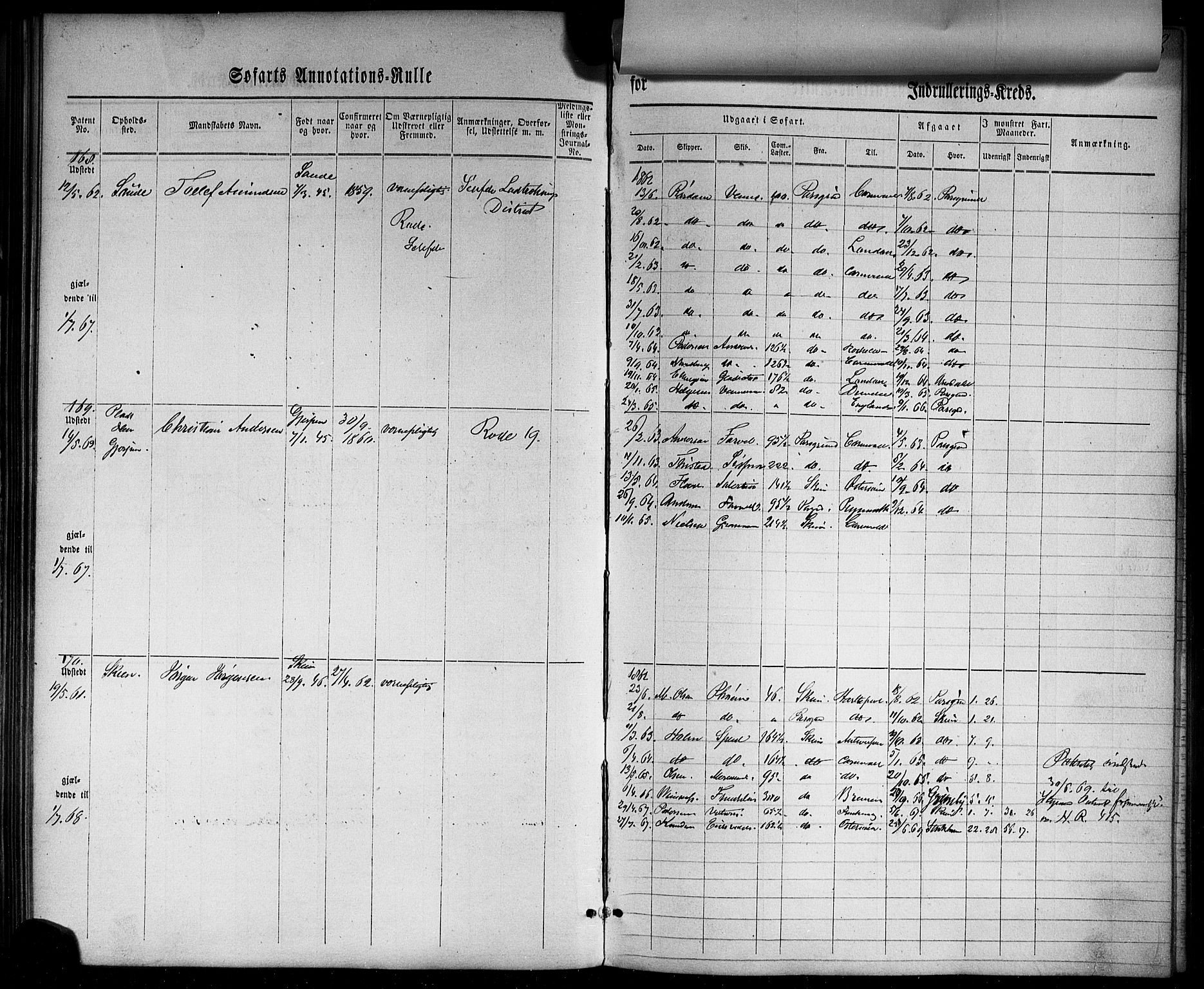 Skien innrulleringskontor, AV/SAKO-A-832/F/Fc/L0001: Annotasjonsrulle, 1860-1868, s. 82
