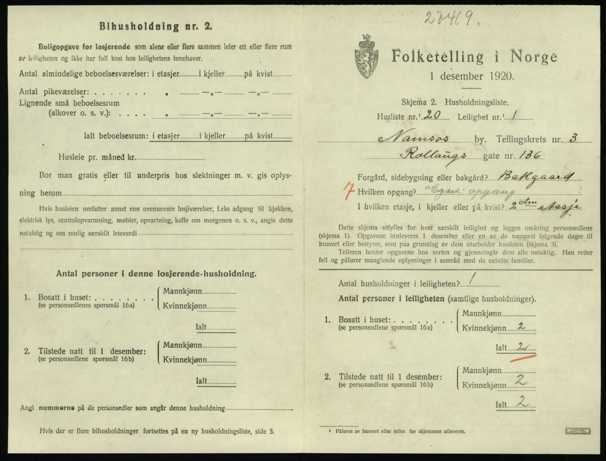 SAT, Folketelling 1920 for 1703 Namsos ladested, 1920, s. 1193