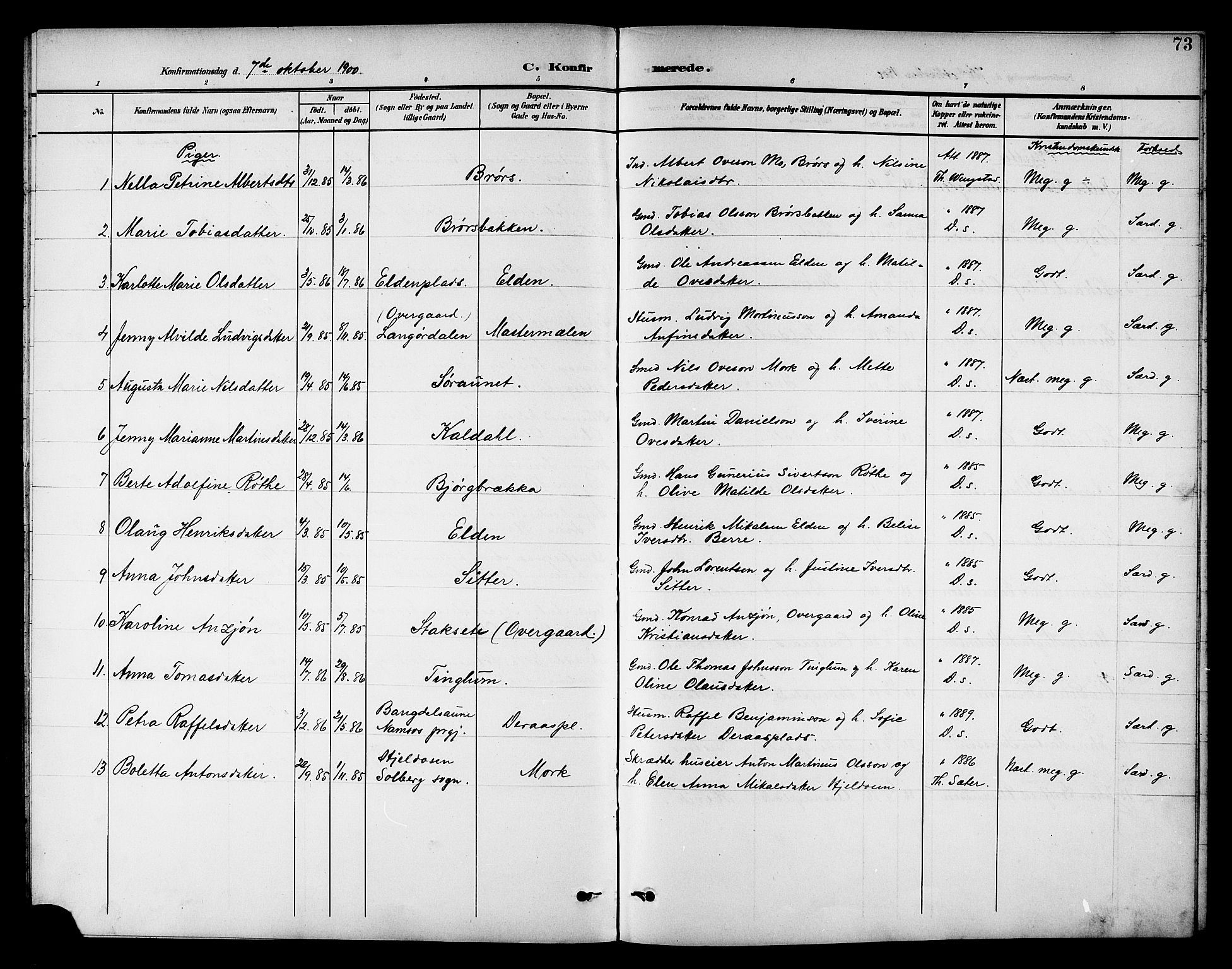 Ministerialprotokoller, klokkerbøker og fødselsregistre - Nord-Trøndelag, SAT/A-1458/742/L0412: Klokkerbok nr. 742C03, 1898-1910, s. 73