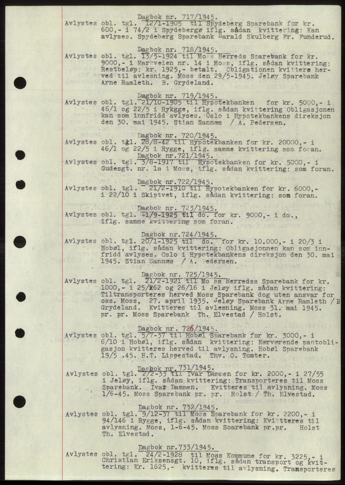 Moss sorenskriveri, SAO/A-10168: Pantebok nr. C10, 1938-1950, Dagboknr: 717/1945
