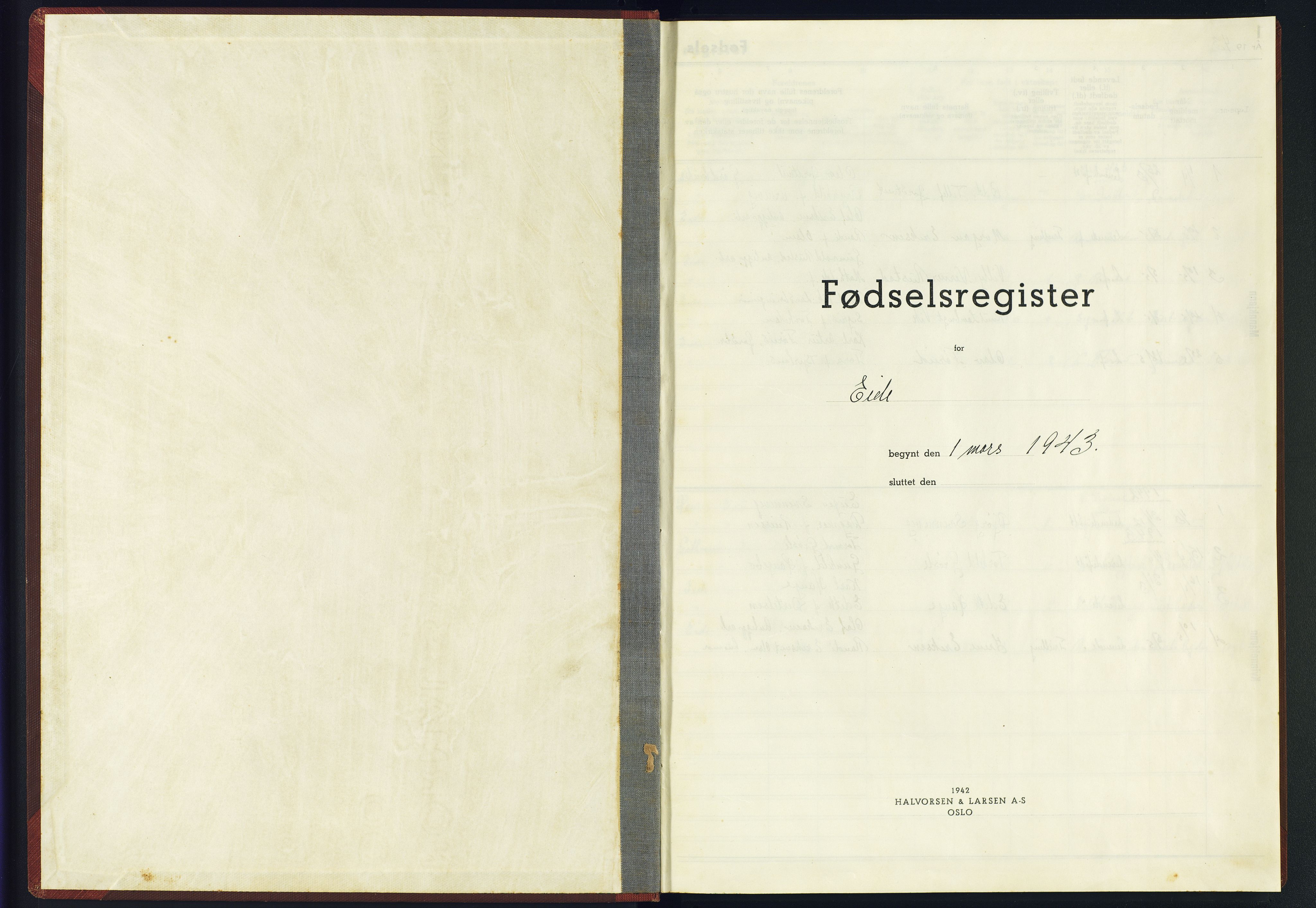 Hommedal sokneprestkontor, AV/SAK-1111-0023/J/Jf/L0002: Fødselsregister nr. 2, 1943-1945