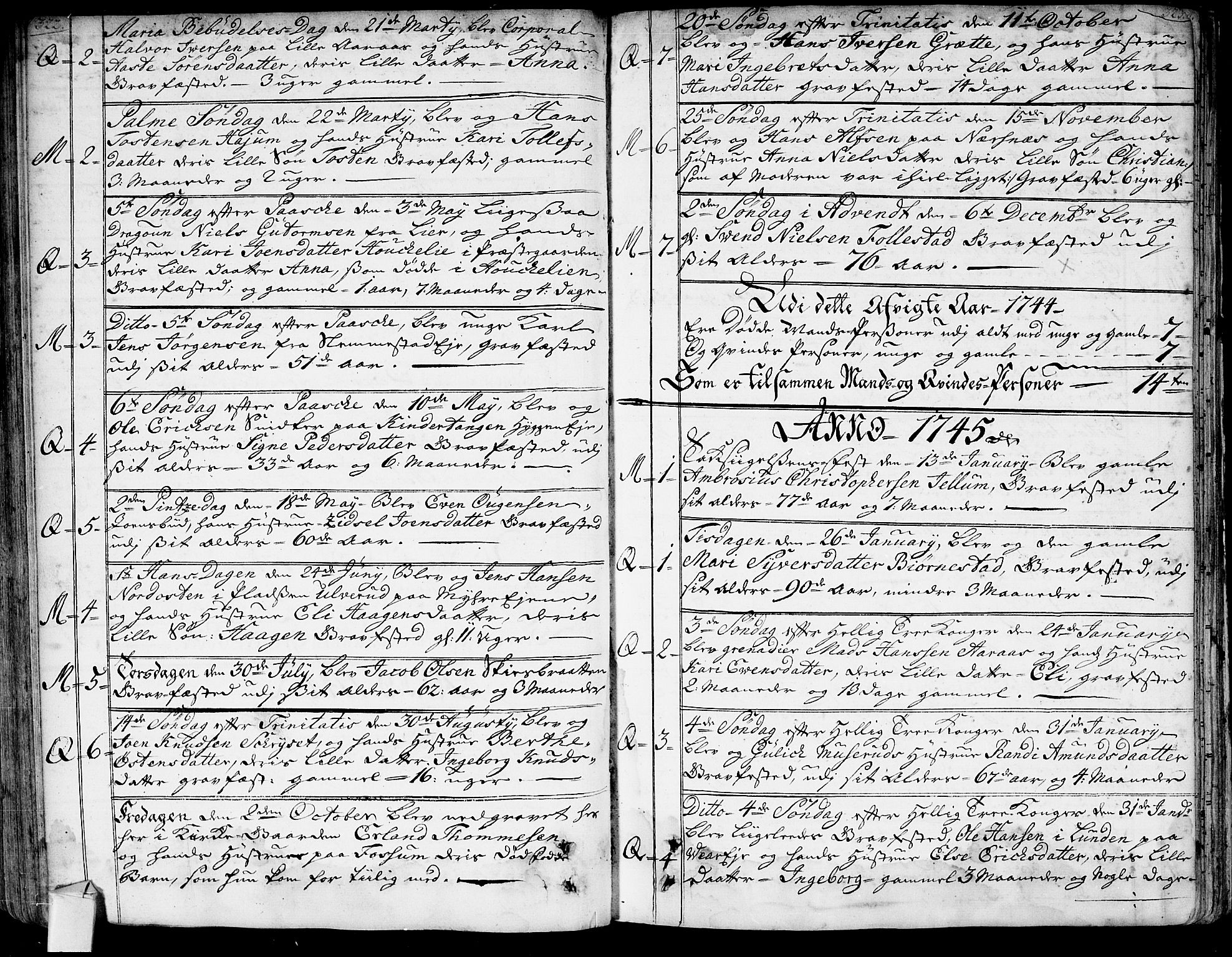 Røyken kirkebøker, SAKO/A-241/G/Ga/L0001: Klokkerbok nr. 1, 1740-1768, s. 322-323