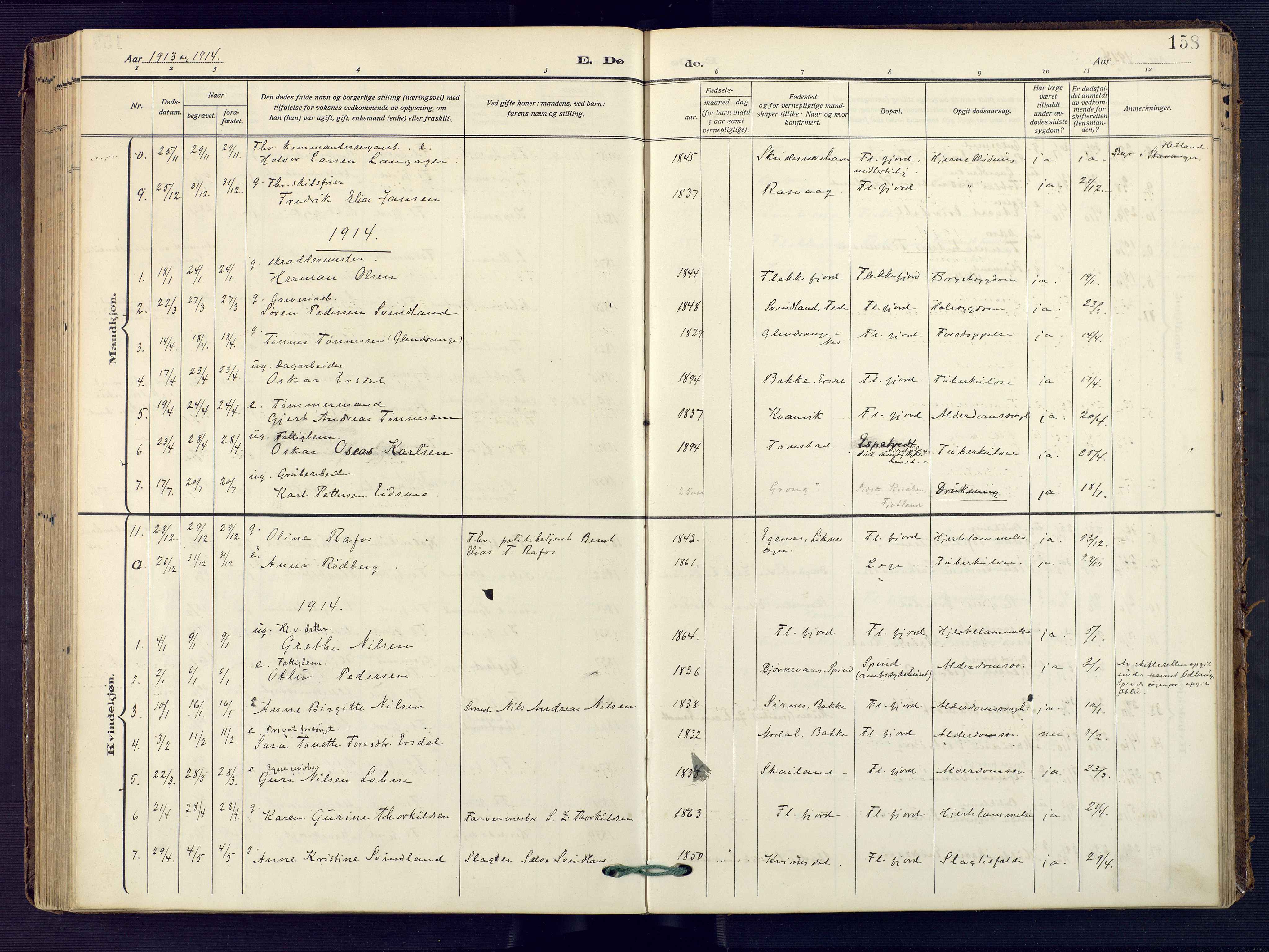 Flekkefjord sokneprestkontor, SAK/1111-0012/F/Fa/Faa/L0003: Ministerialbok nr. A 3, 1913-1928, s. 158