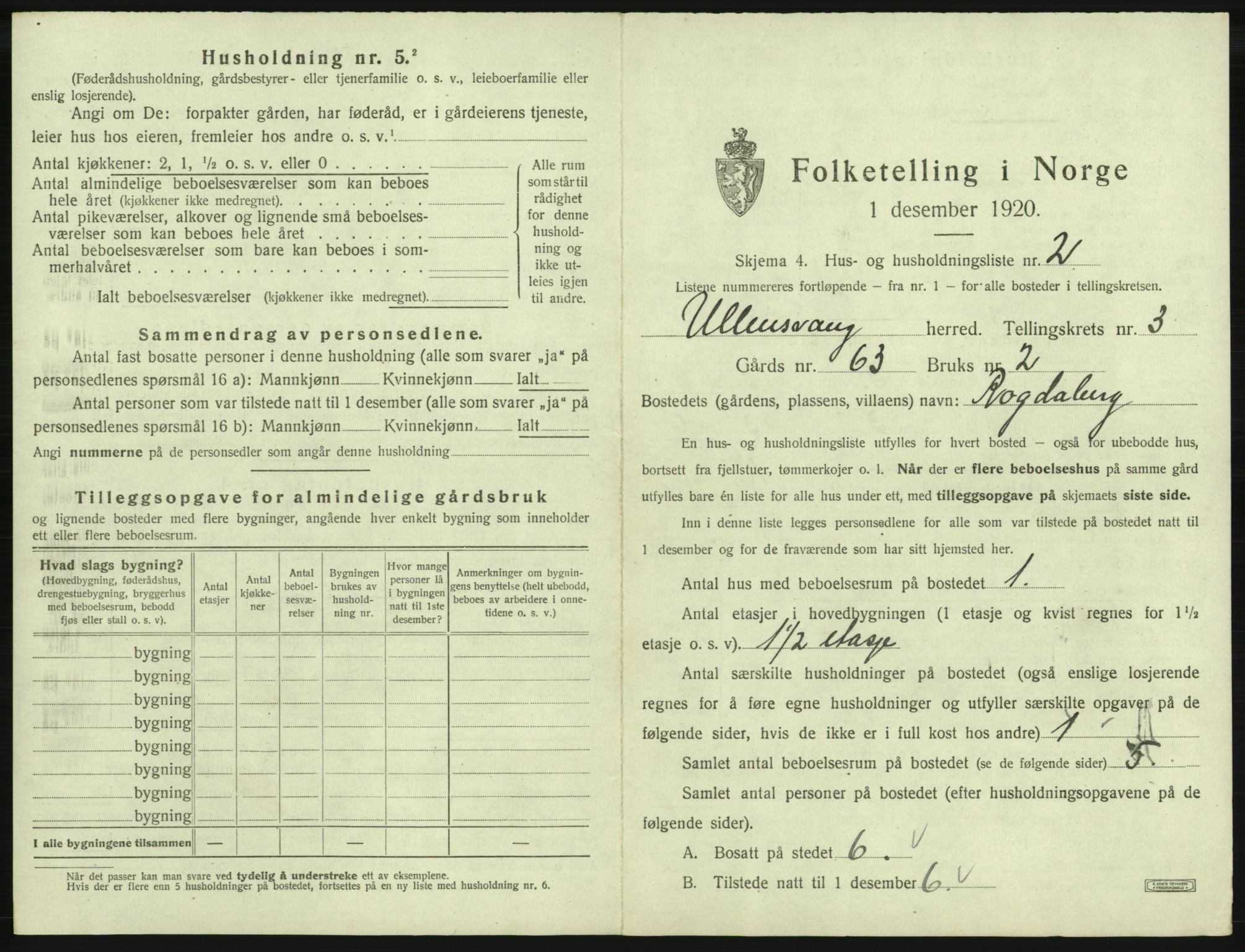 SAB, Folketelling 1920 for 1230 Ullensvang herred, 1920, s. 210