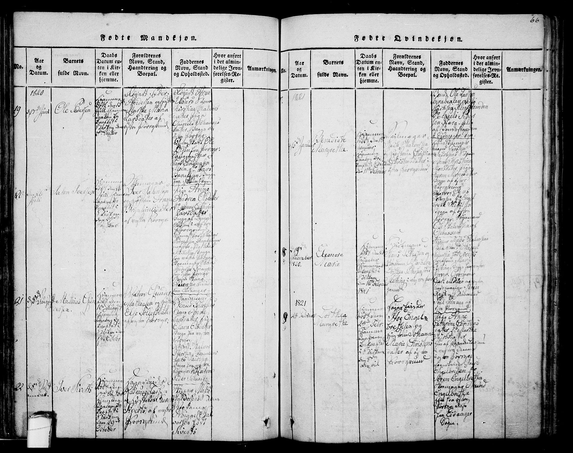 Porsgrunn kirkebøker , AV/SAKO-A-104/F/Fa/L0004: Ministerialbok nr. 4, 1814-1828, s. 66