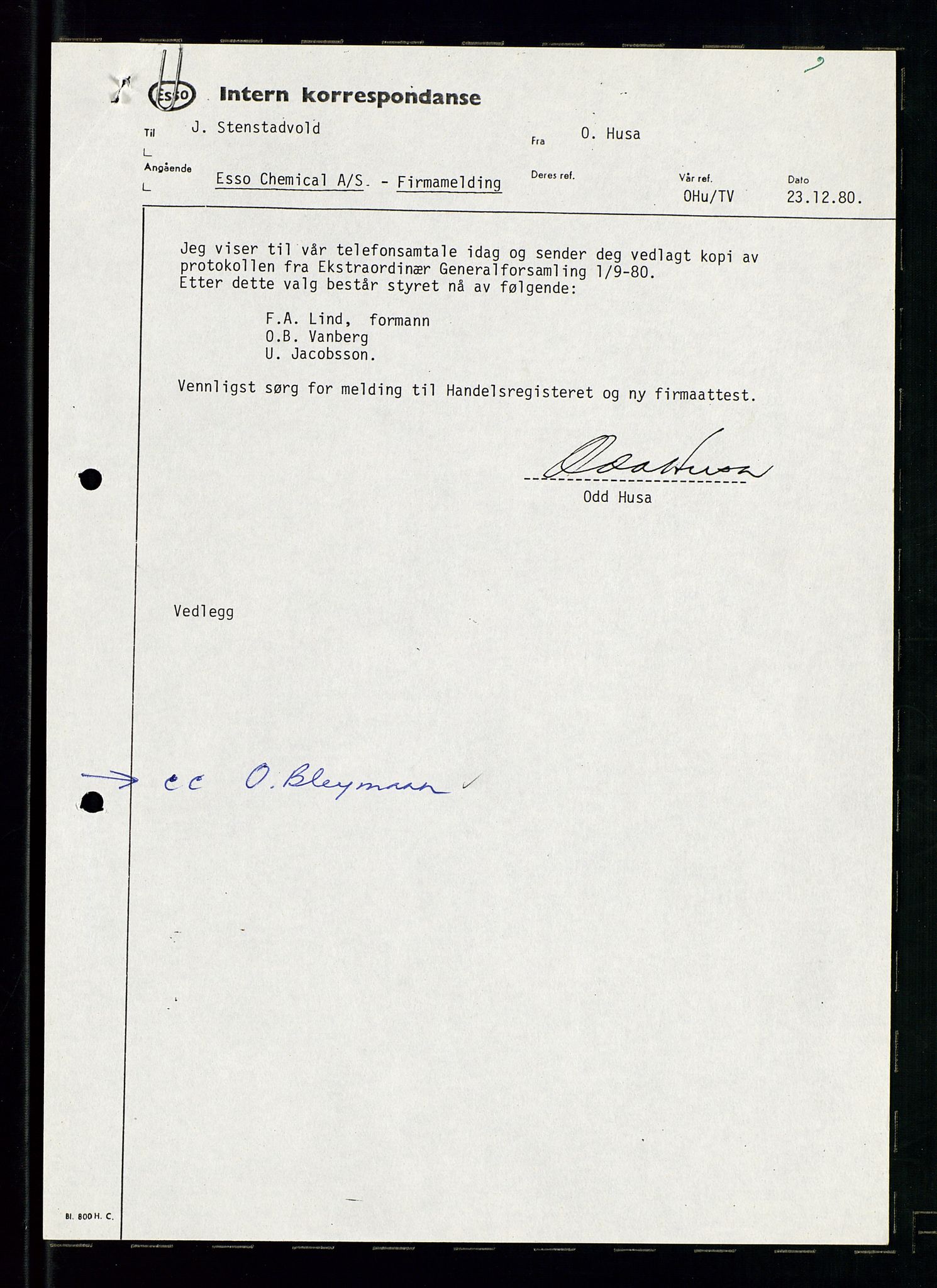 PA 1538 - Exxon Chemical Norge A/S, AV/SAST-A-101958/A/Aa/L0001/0003: Generalforsamlinger og styreprotokoller / Generalforsamlinger, 1980-1982