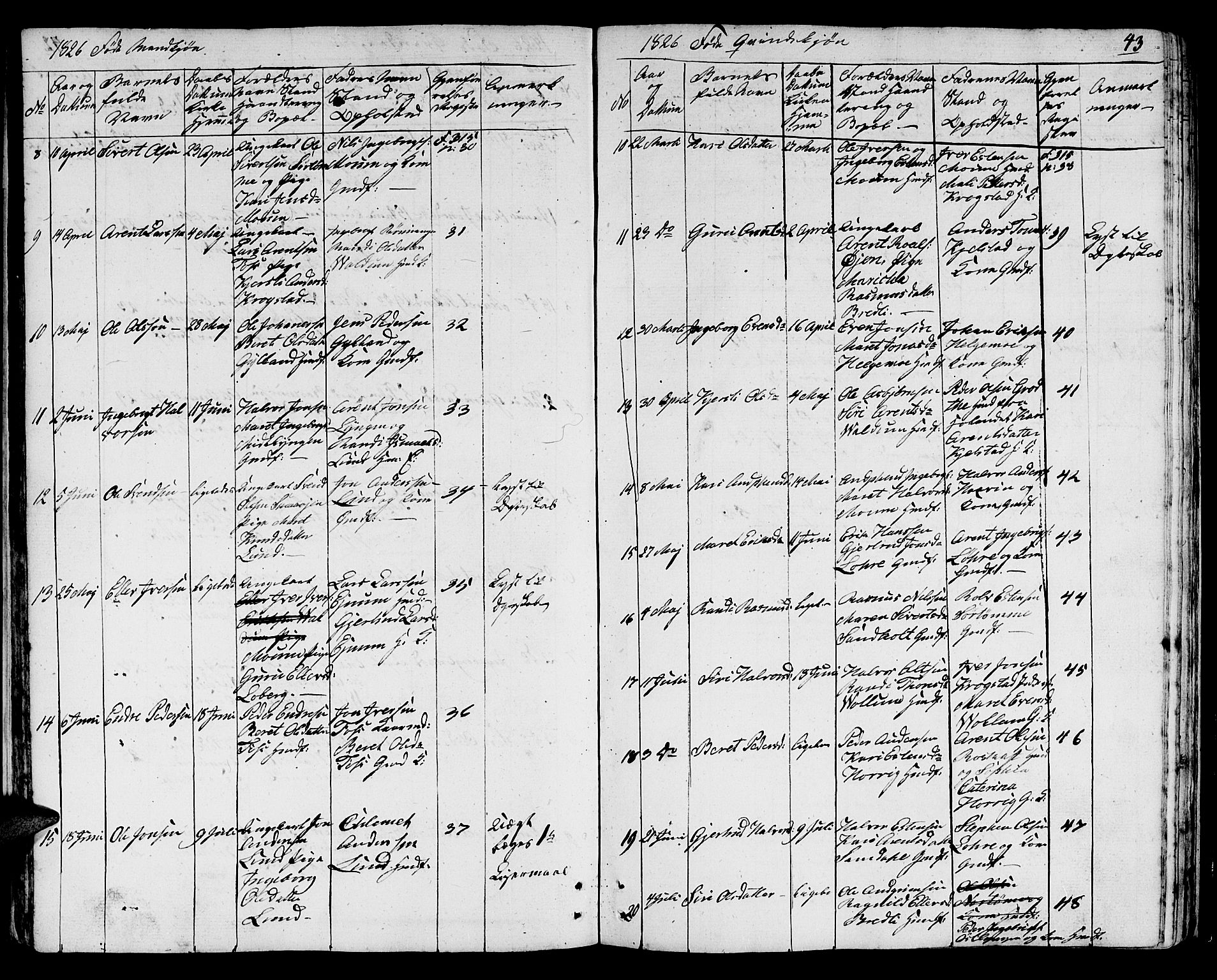 Ministerialprotokoller, klokkerbøker og fødselsregistre - Sør-Trøndelag, SAT/A-1456/692/L1108: Klokkerbok nr. 692C03, 1816-1833, s. 43