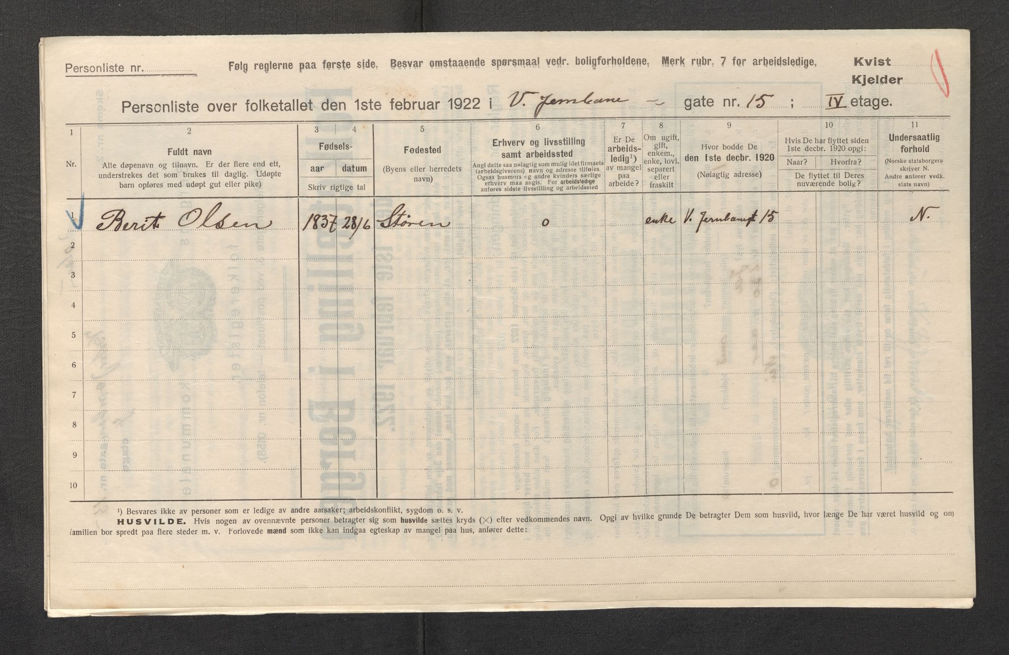 SAB, Kommunal folketelling 1922 for Bergen kjøpstad, 1922, s. 15991