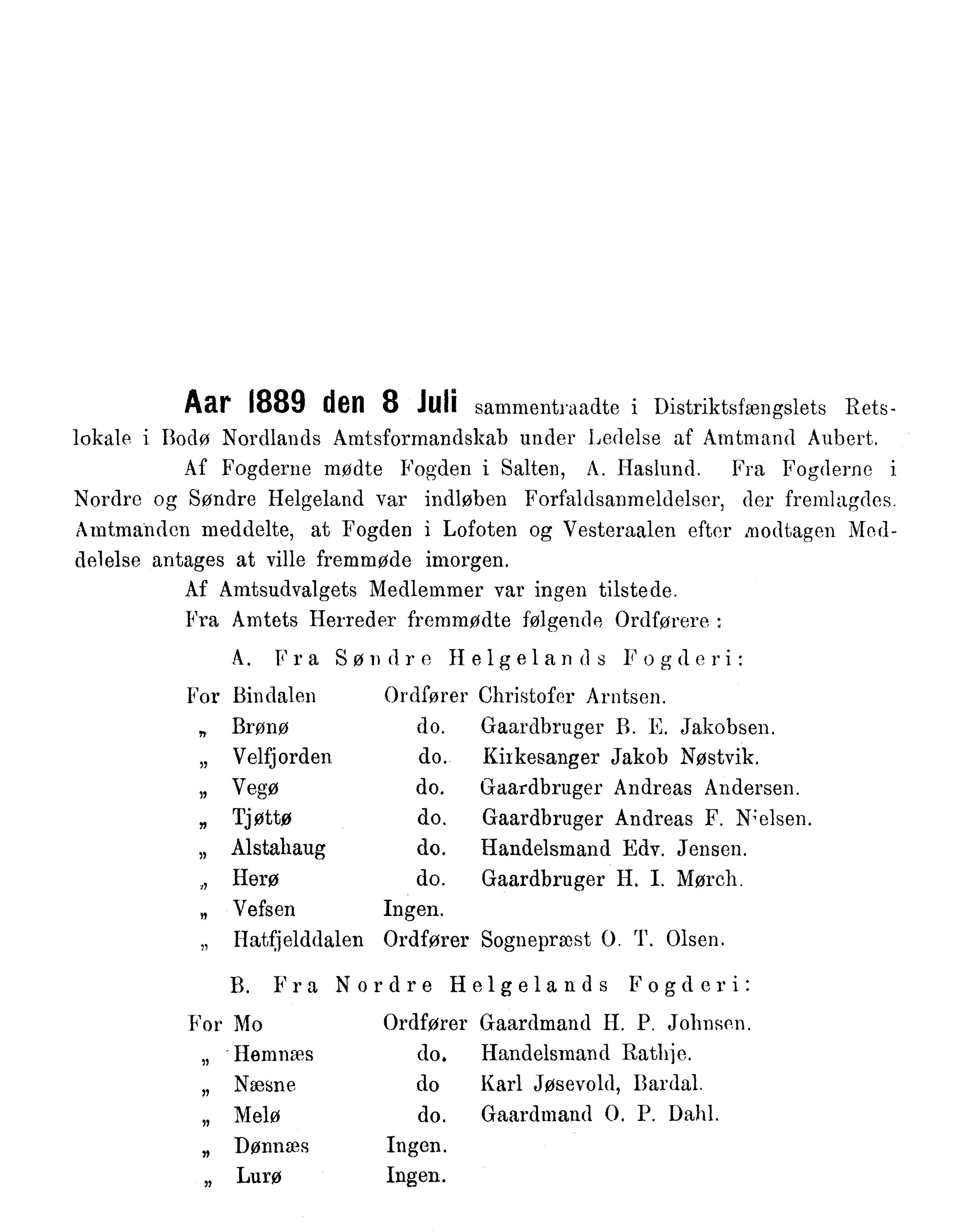 Nordland Fylkeskommune. Fylkestinget, AIN/NFK-17/176/A/Ac/L0015: Fylkestingsforhandlinger 1886-1890, 1886-1890