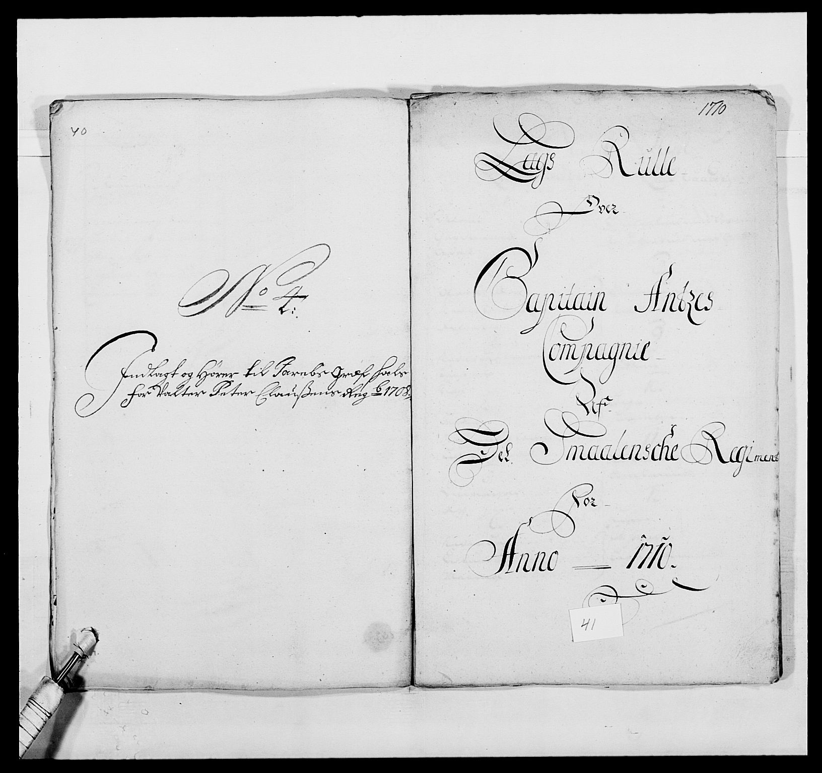Kommanderende general (KG I) med Det norske krigsdirektorium, AV/RA-EA-5419/E/Ea/L0494: Smålenske regiment, 1697-1717, s. 347