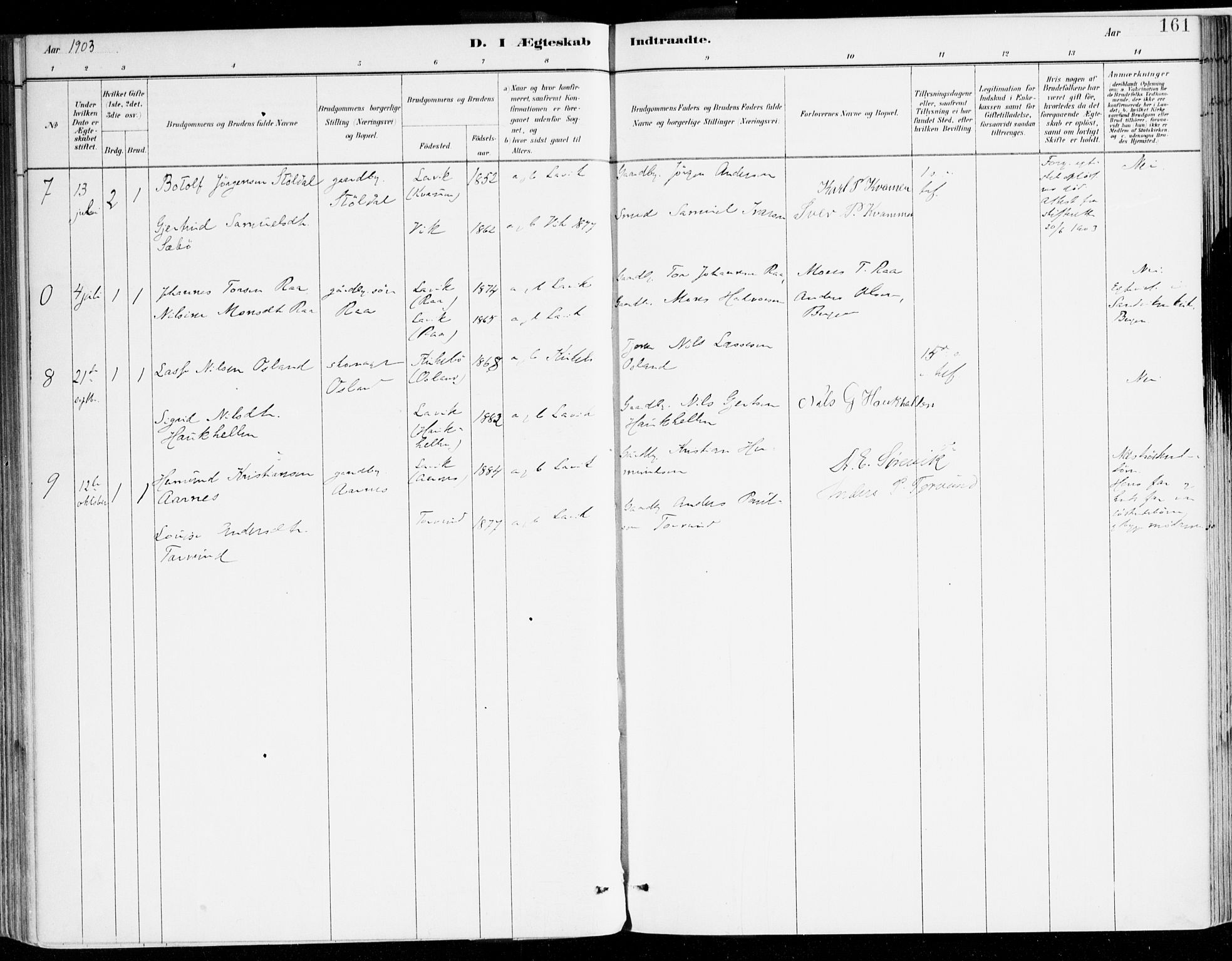 Lavik sokneprestembete, SAB/A-80901: Ministerialbok nr. B 1, 1882-1908, s. 161