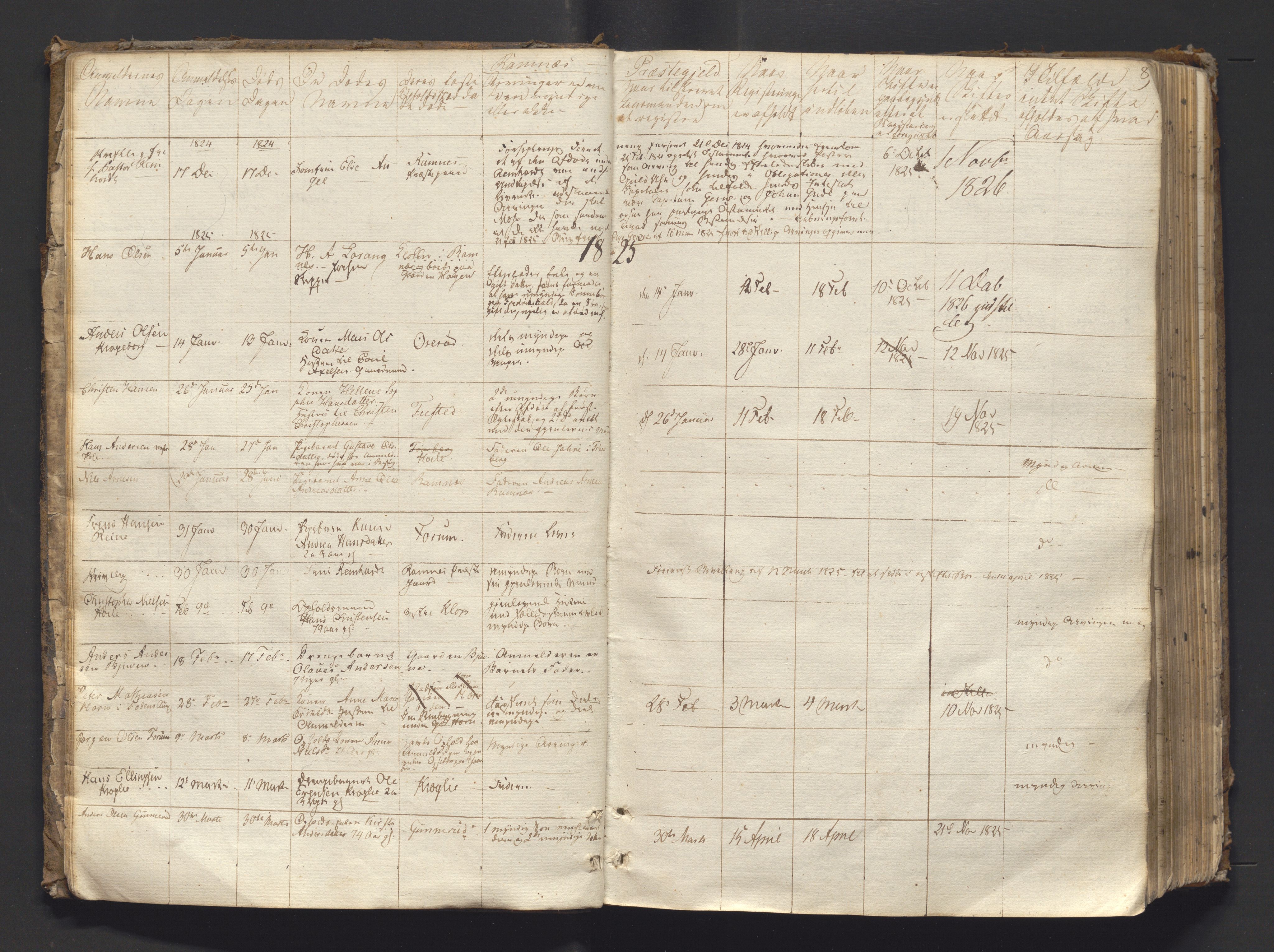 Søndre Jarlsberg sorenskriveri, AV/SAKO-A-129/H/Ha/Hab/L0002: Dødsmeldingsprotokoll, 1823-1839, s. 8