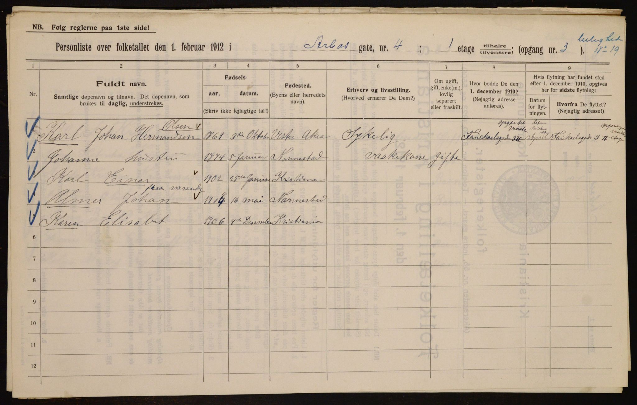 OBA, Kommunal folketelling 1.2.1912 for Kristiania, 1912, s. 1880