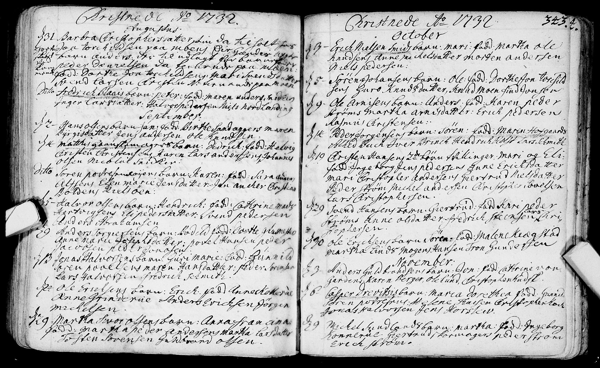 Bragernes kirkebøker, SAKO/A-6/F/Fa/L0003: Ministerialbok nr. I 3, 1706-1734, s. 343