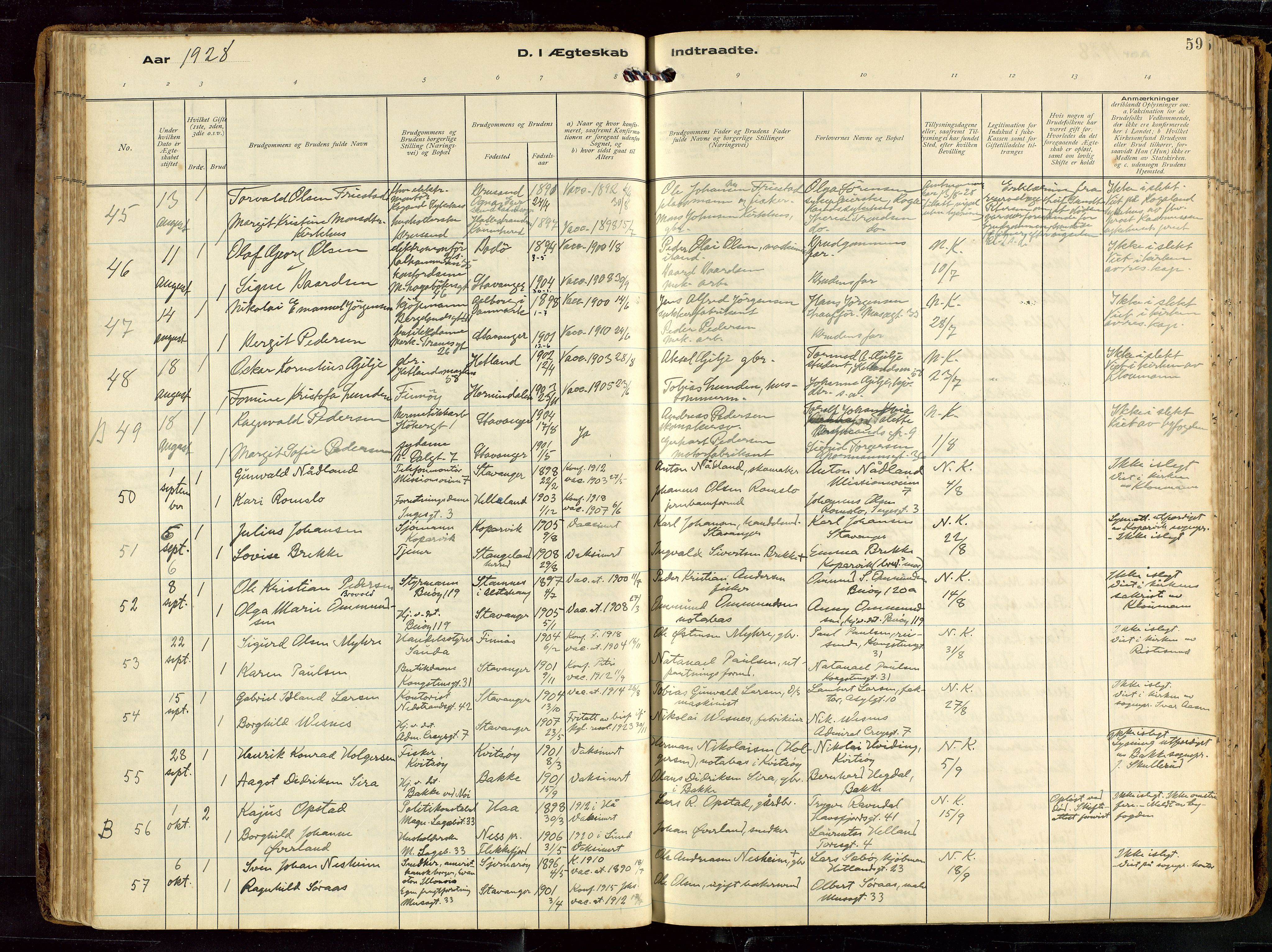 St. Petri sokneprestkontor, AV/SAST-A-101813/002/D/L0002: Ministerialbok nr. A 27, 1921-1942, s. 59