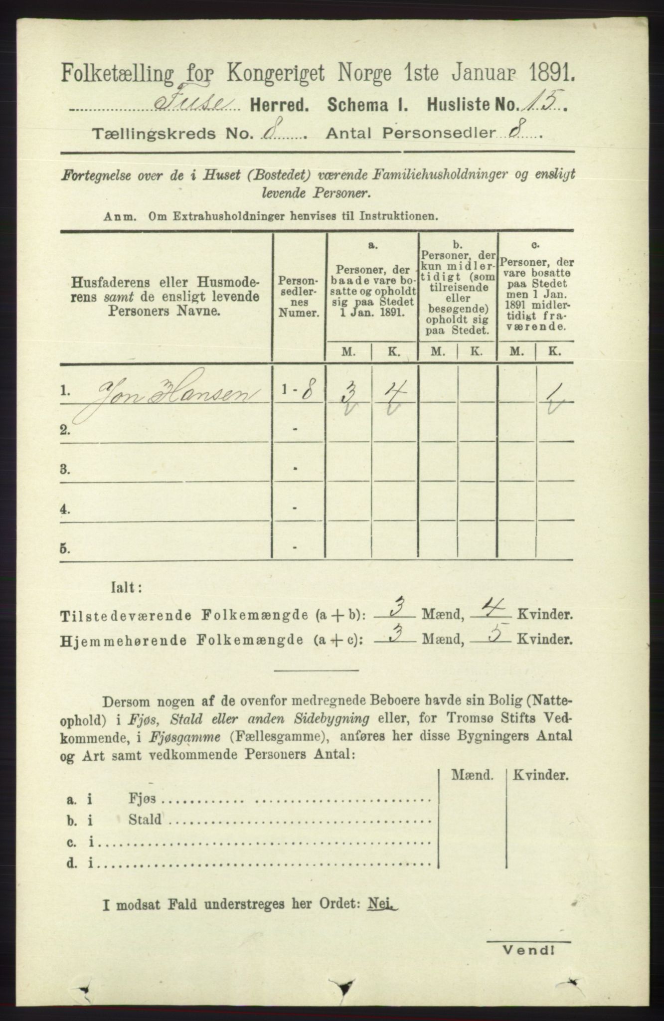 RA, Folketelling 1891 for 1241 Fusa herred, 1891, s. 1558