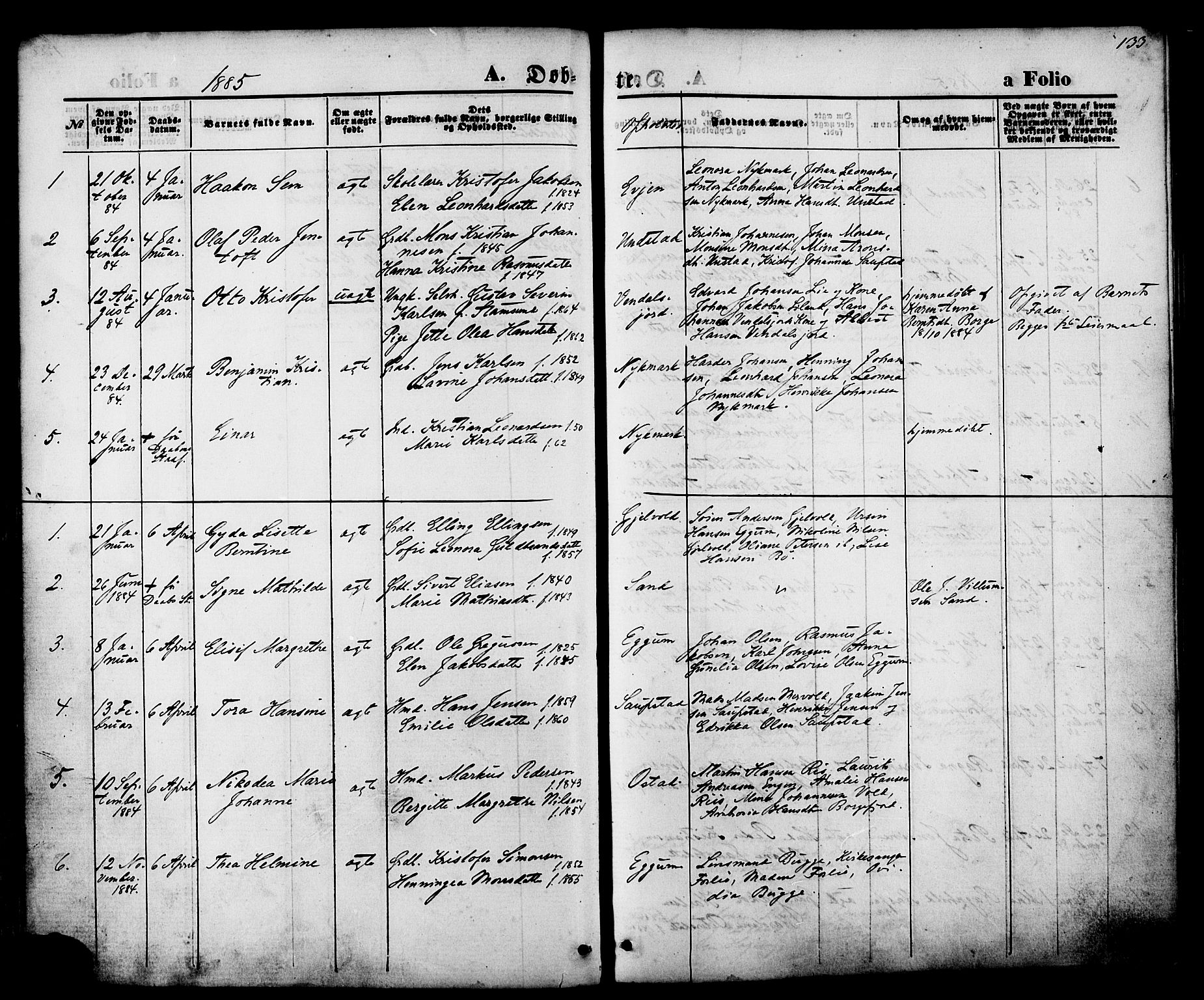 Ministerialprotokoller, klokkerbøker og fødselsregistre - Nordland, SAT/A-1459/880/L1132: Ministerialbok nr. 880A06, 1869-1887, s. 133