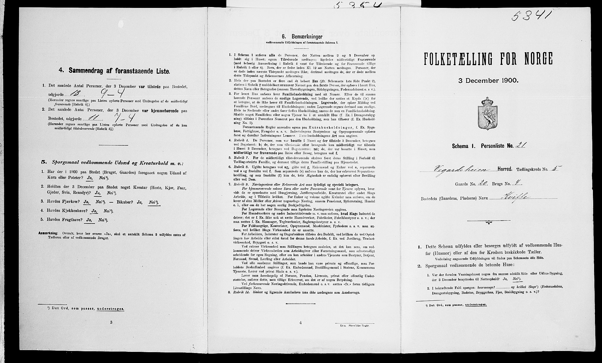 SAK, Folketelling 1900 for 0912 Vegårshei herred, 1900, s. 323