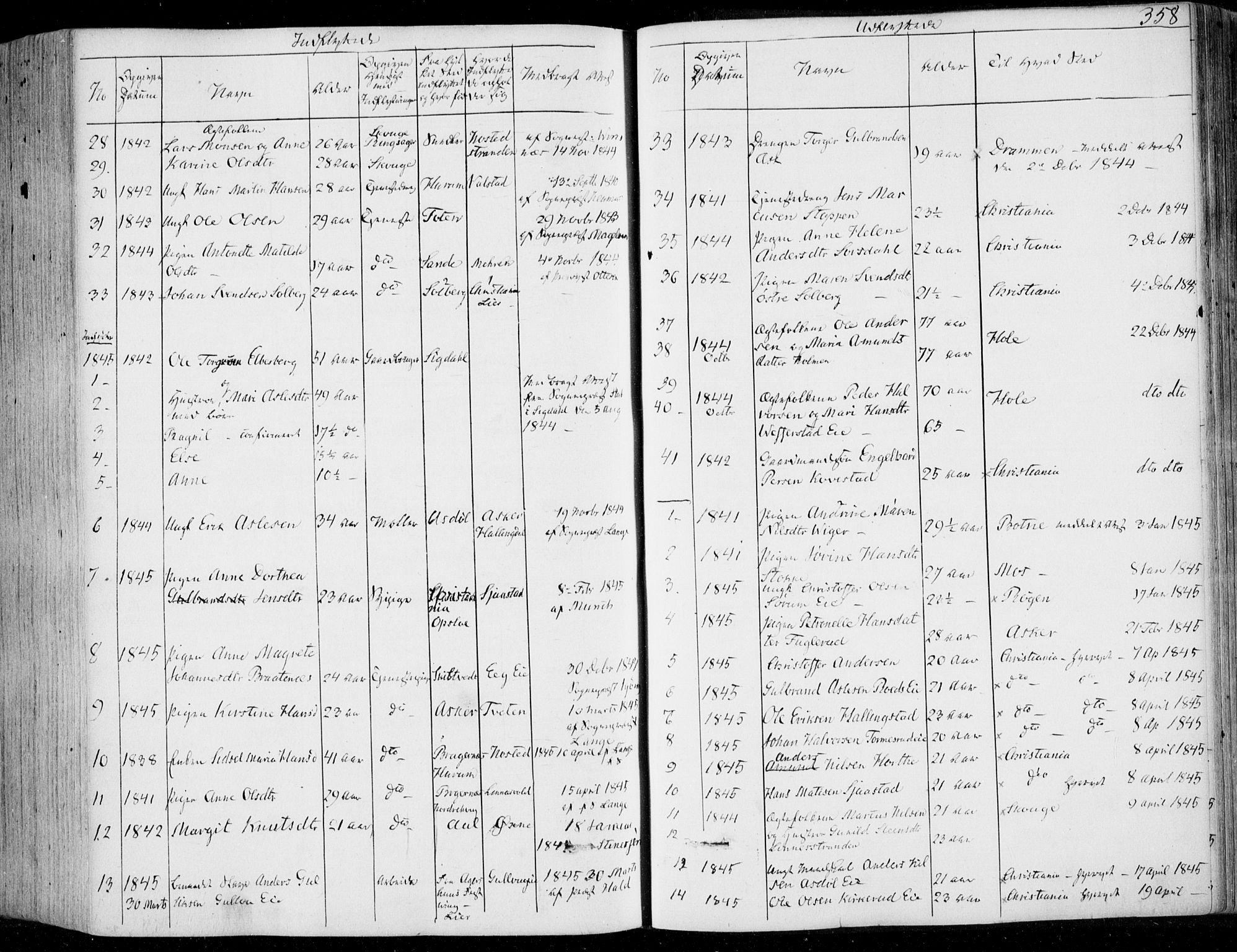 Lier kirkebøker, AV/SAKO-A-230/F/Fa/L0011: Ministerialbok nr. I 11, 1843-1854, s. 358