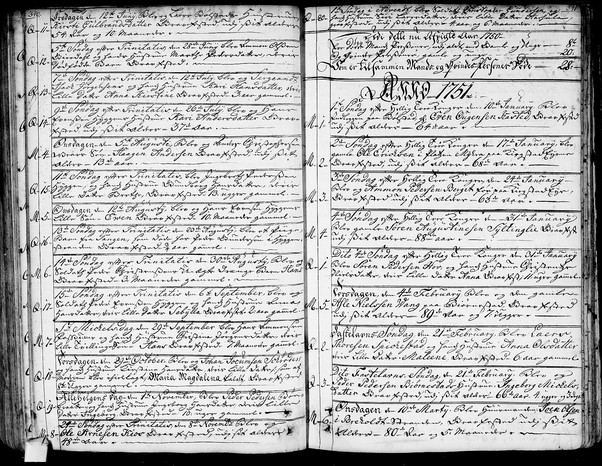 Røyken kirkebøker, AV/SAKO-A-241/G/Ga/L0001: Klokkerbok nr. 1, 1740-1768, s. 340-341