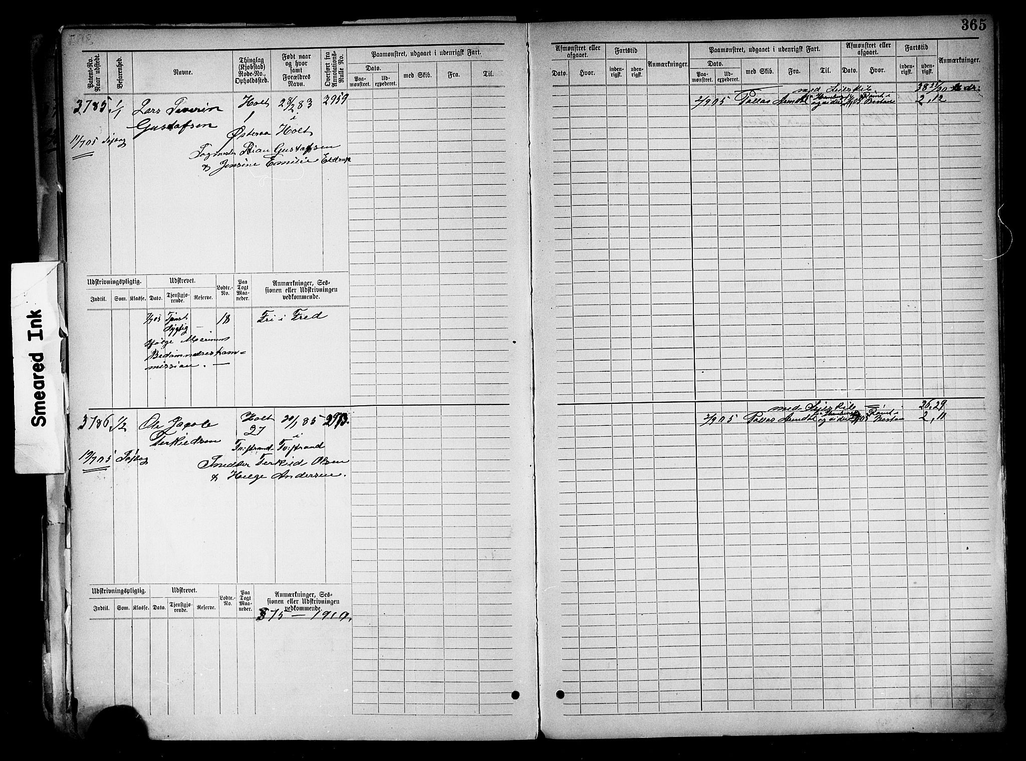 Tvedestrand mønstringskrets, AV/SAK-2031-0011/F/Fb/L0019: Hovedrulle nr 3057-3818, U-35, 1892-1906, s. 377