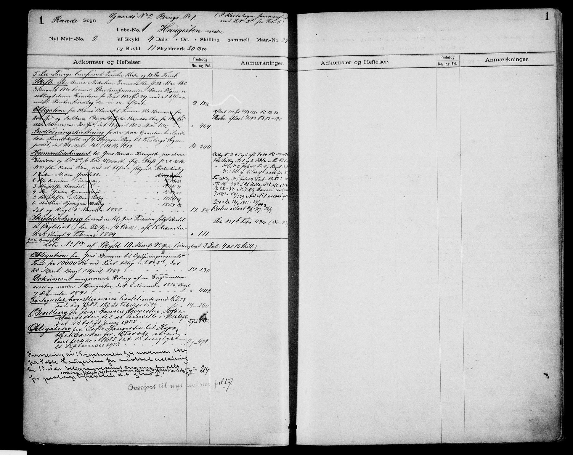 Moss sorenskriveri, SAO/A-10168: Panteregister nr. IV 1a, 1768-1927, s. 1